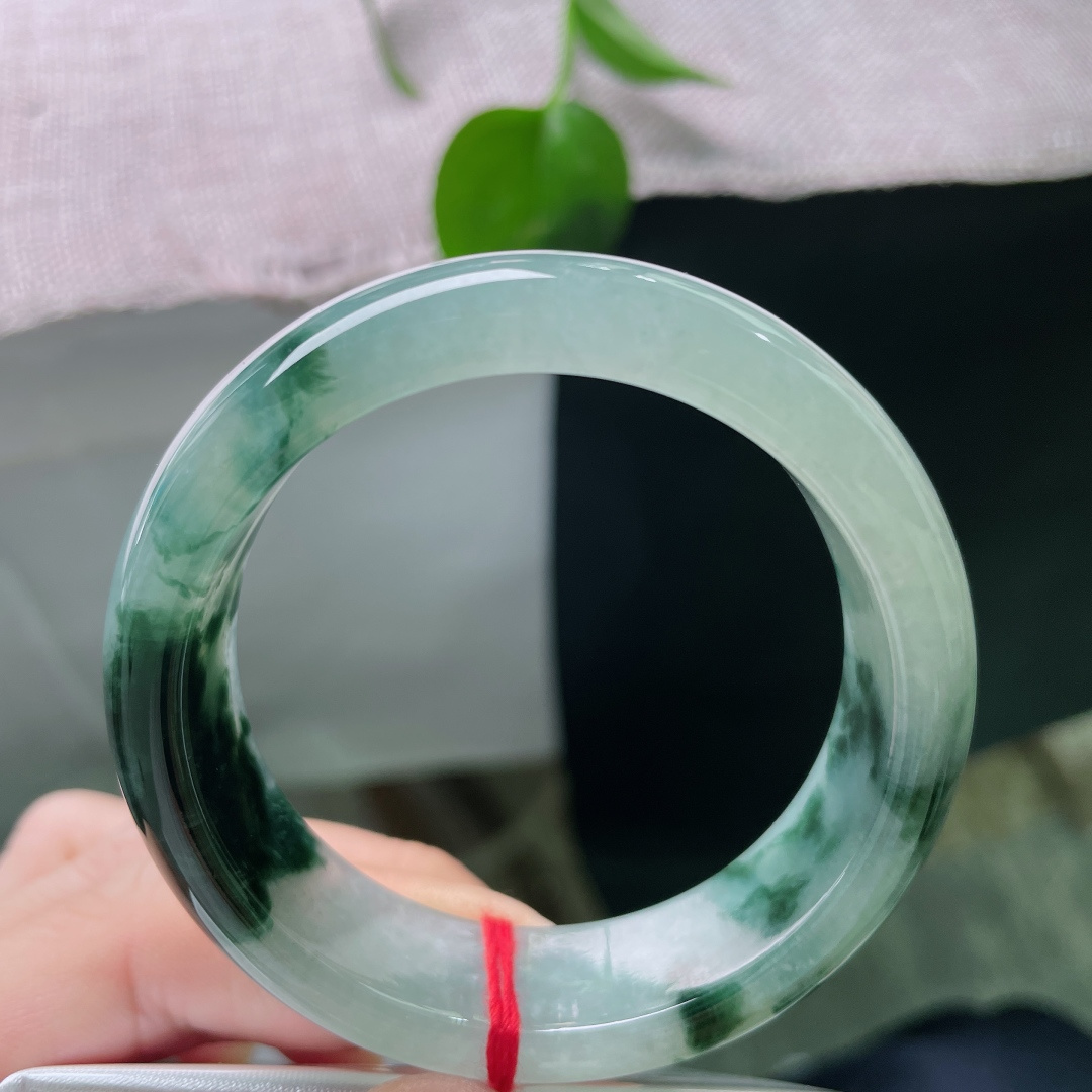 58.9/15.8/7.8，飘花正圈，宽版轮胎镯，别致，独具特色，水墨意境，无裂，ss53892a