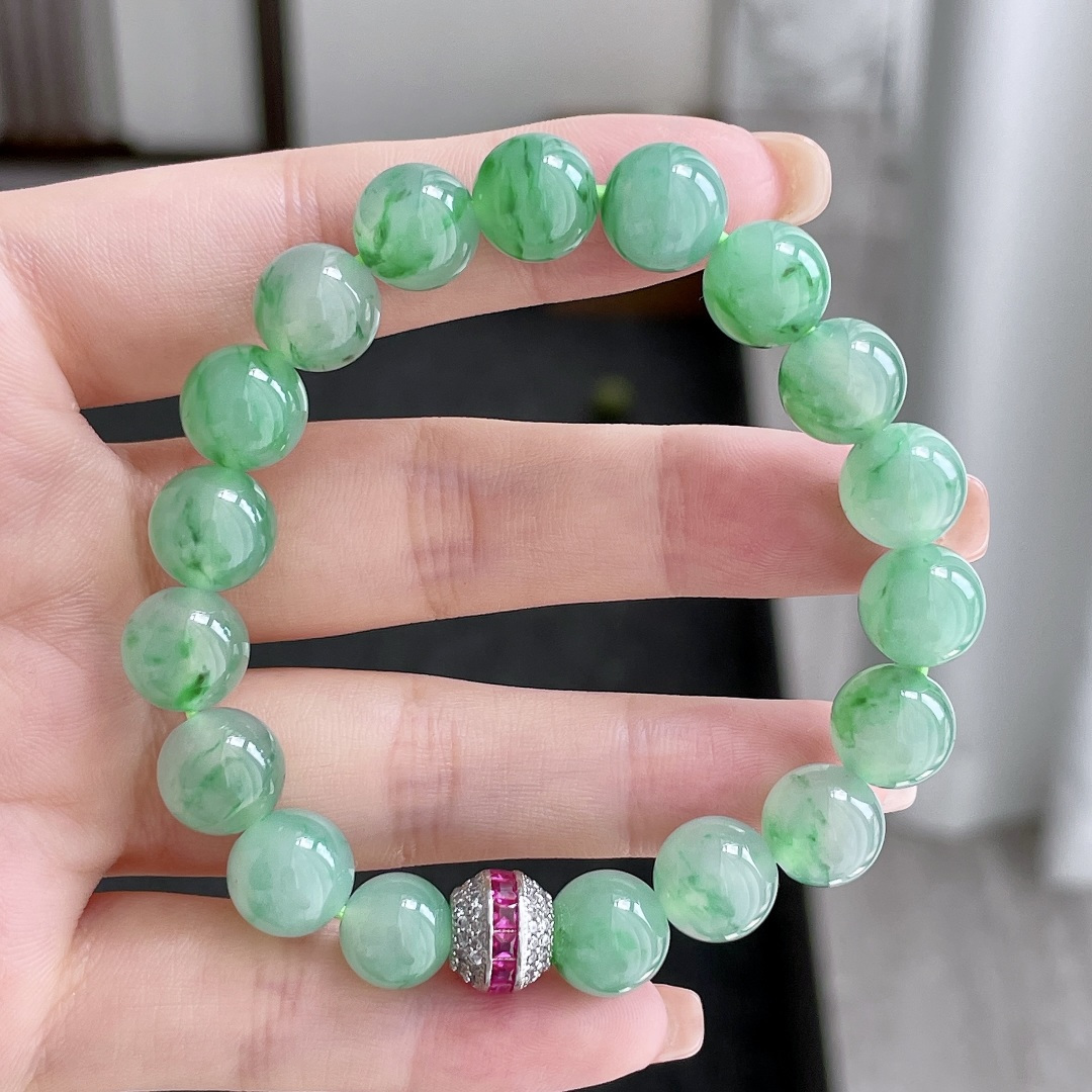 冰绿珠子手串，8.9-10
