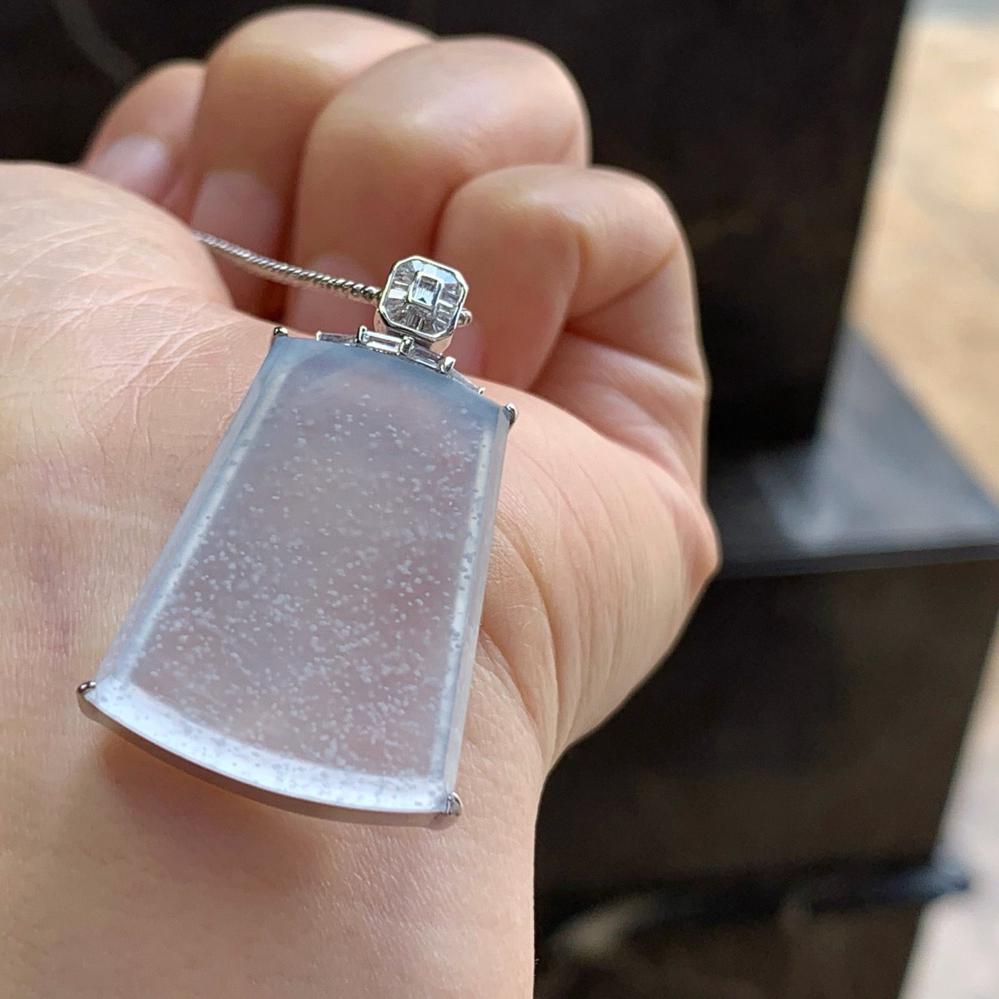 金扣冰种山水牌^_^冰透木那料