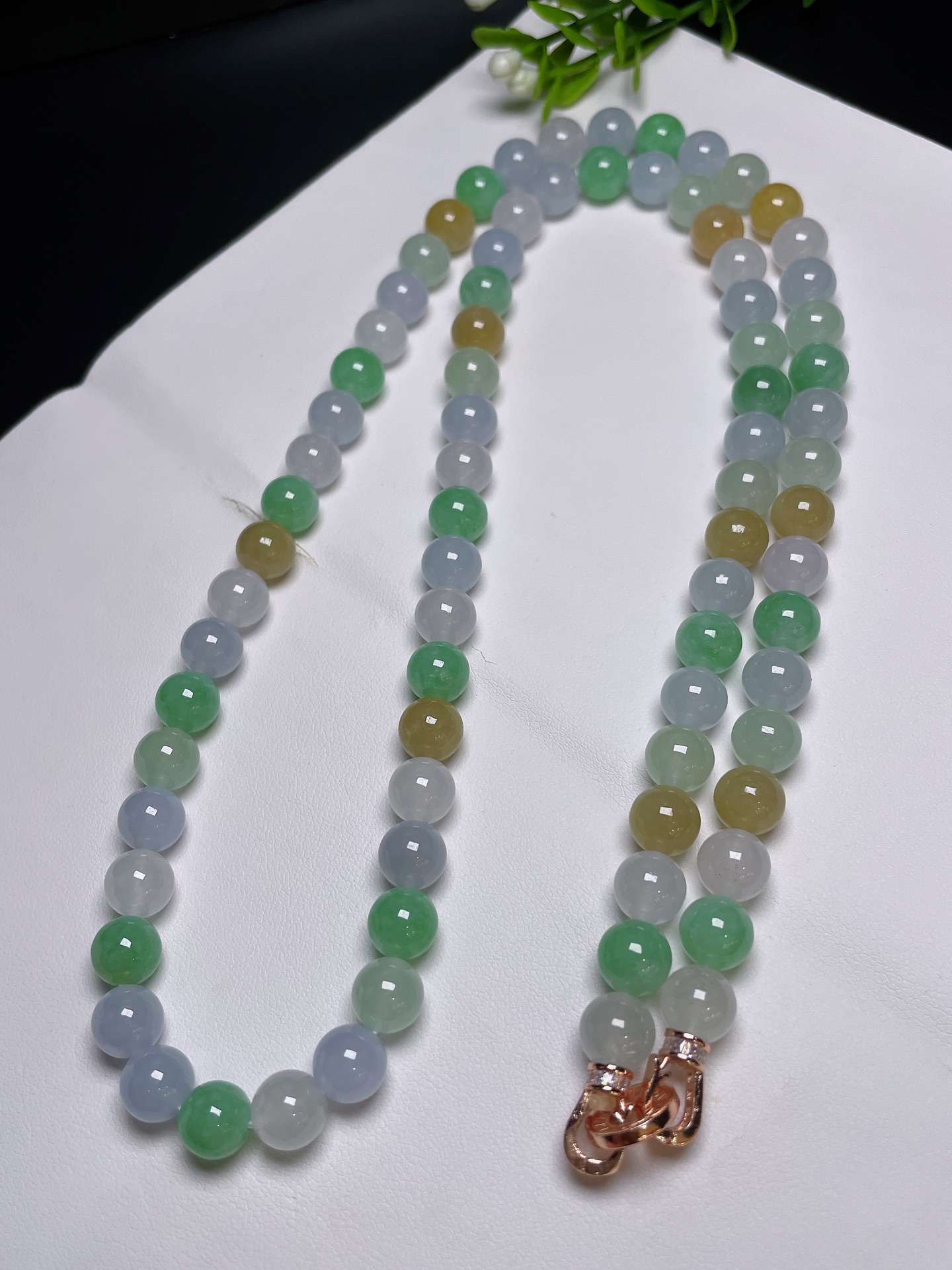 天然翡翠A货【项链】老坑冰种，三彩，品相好，捡漏速度，一手货源，7.9