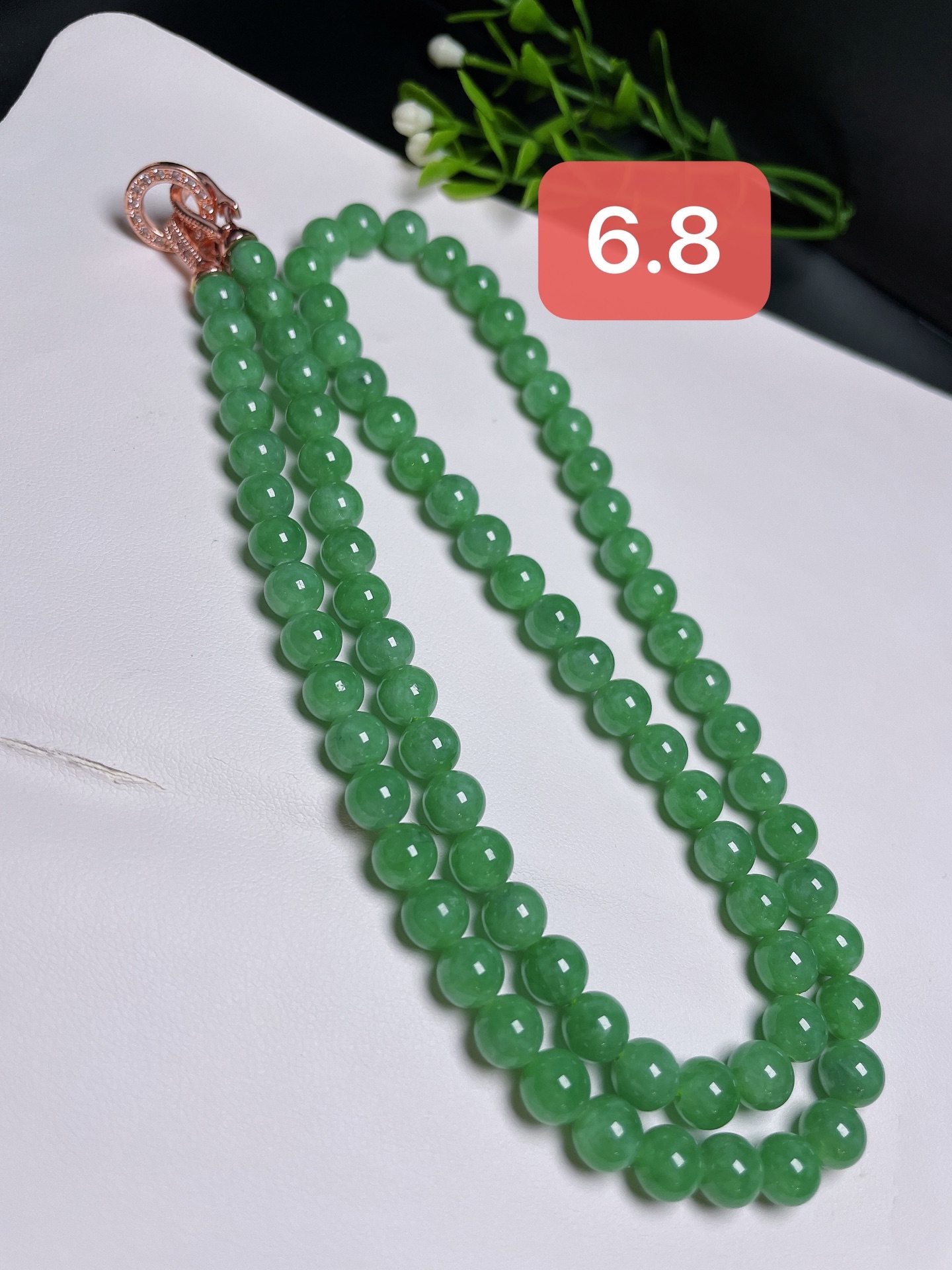 天然翡翠A货【项链】老坑冰种，满绿，品相好，捡漏速度，一手货源，6.8