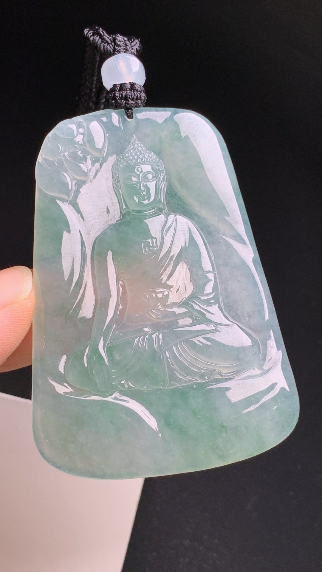 ️ 冰种飘绿观音，种老通透飘翠雅致，精工佛祖挂牌平安纳福 430604