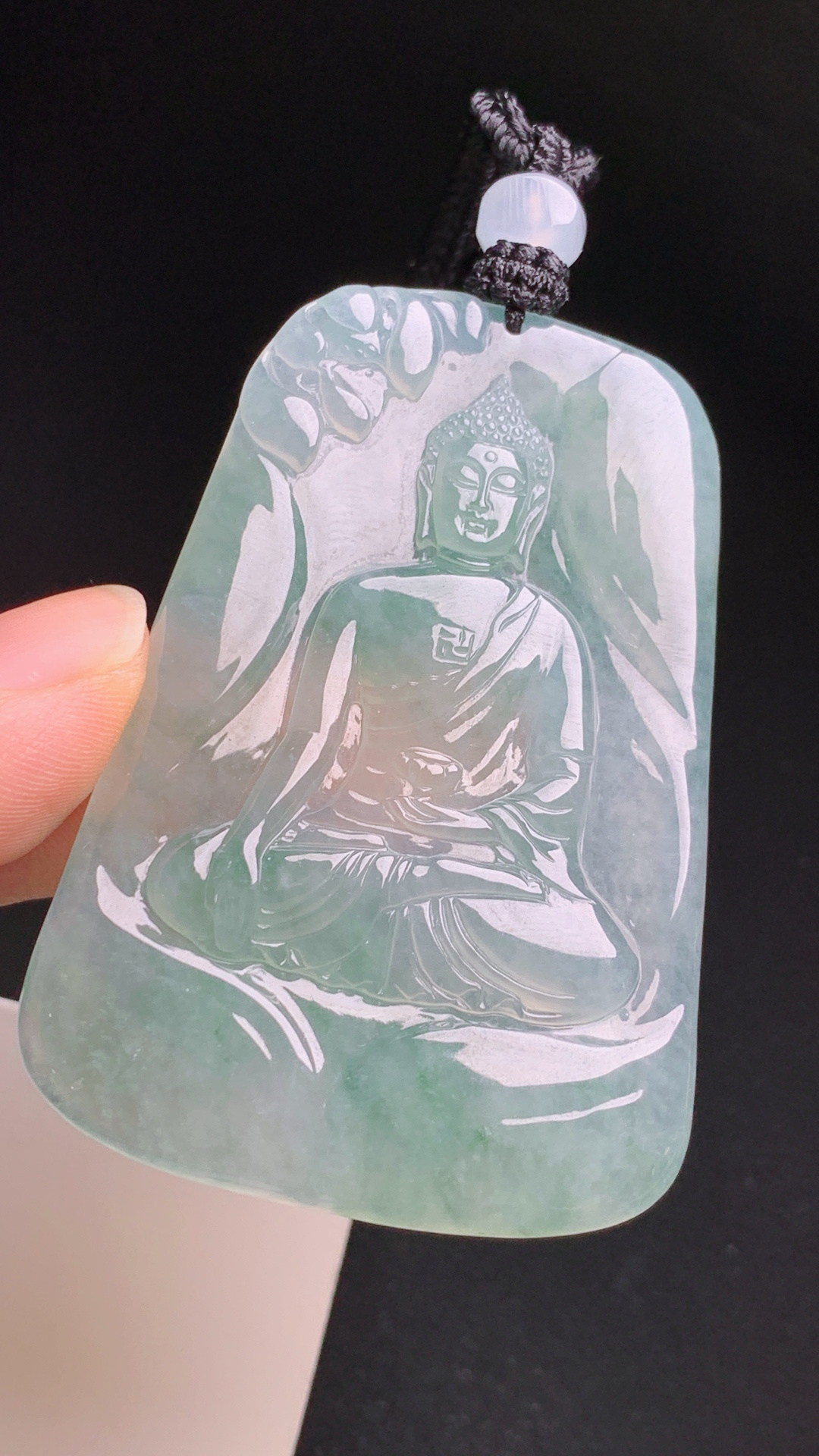 ️ 冰种飘绿观音，种老通透飘翠雅致，精工佛祖挂牌平安纳福 430604