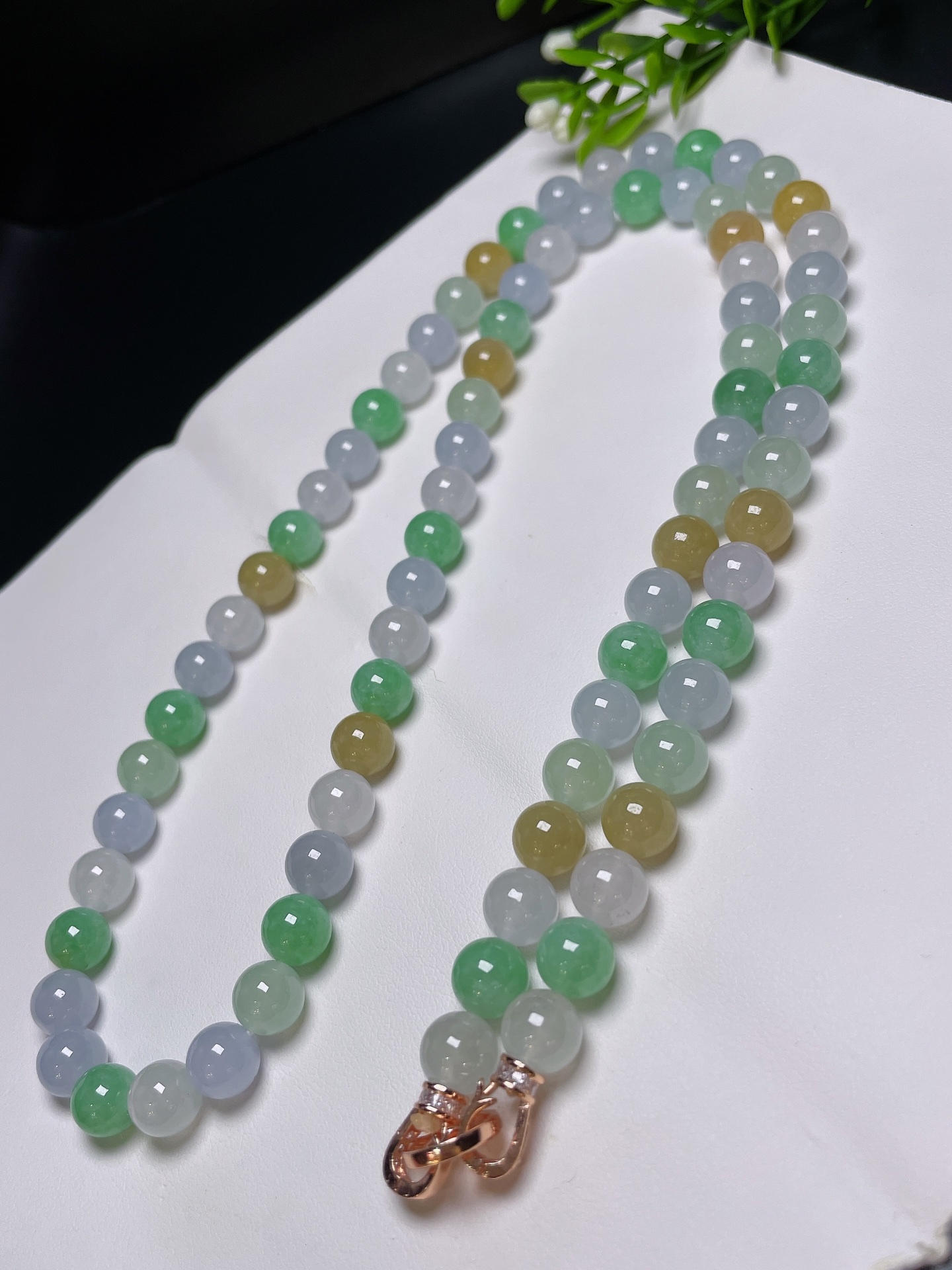 天然翡翠A货【项链】老坑冰种，三彩，品相好，捡漏速度，一手货源，7.9
