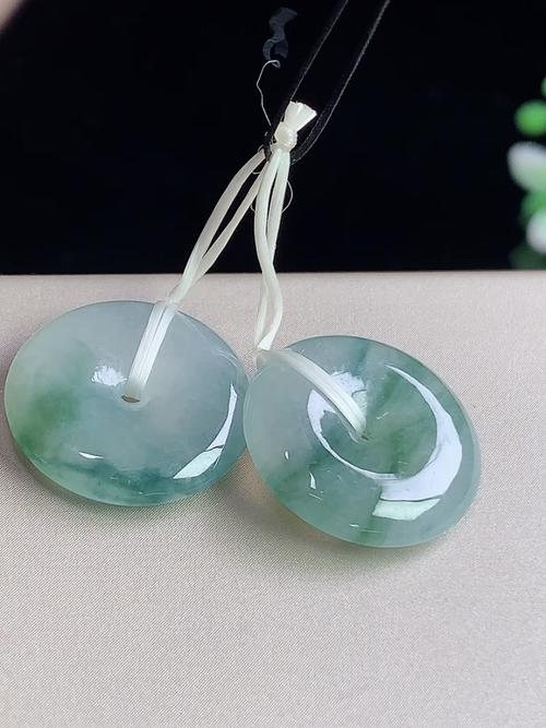 飘花平安扣，无裂，尺寸17.5-4.0，17.3-3.5mm，L05kxd9