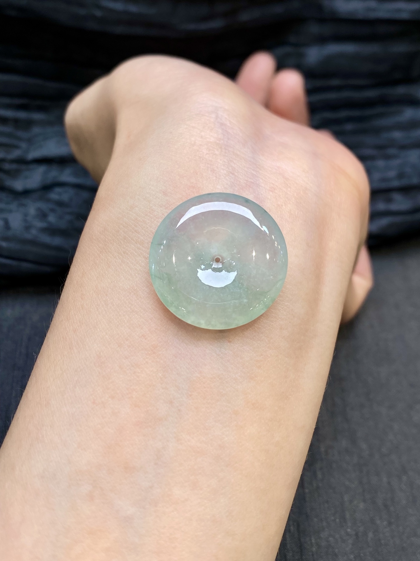 冰飘绿花平安扣吊坠 整·25.2-4.9mm