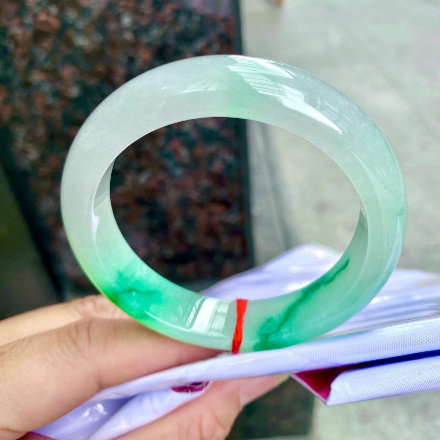 圈口58.1-13.7-8.8     【飘阳绿正圈手镯】圈口58  59可戴