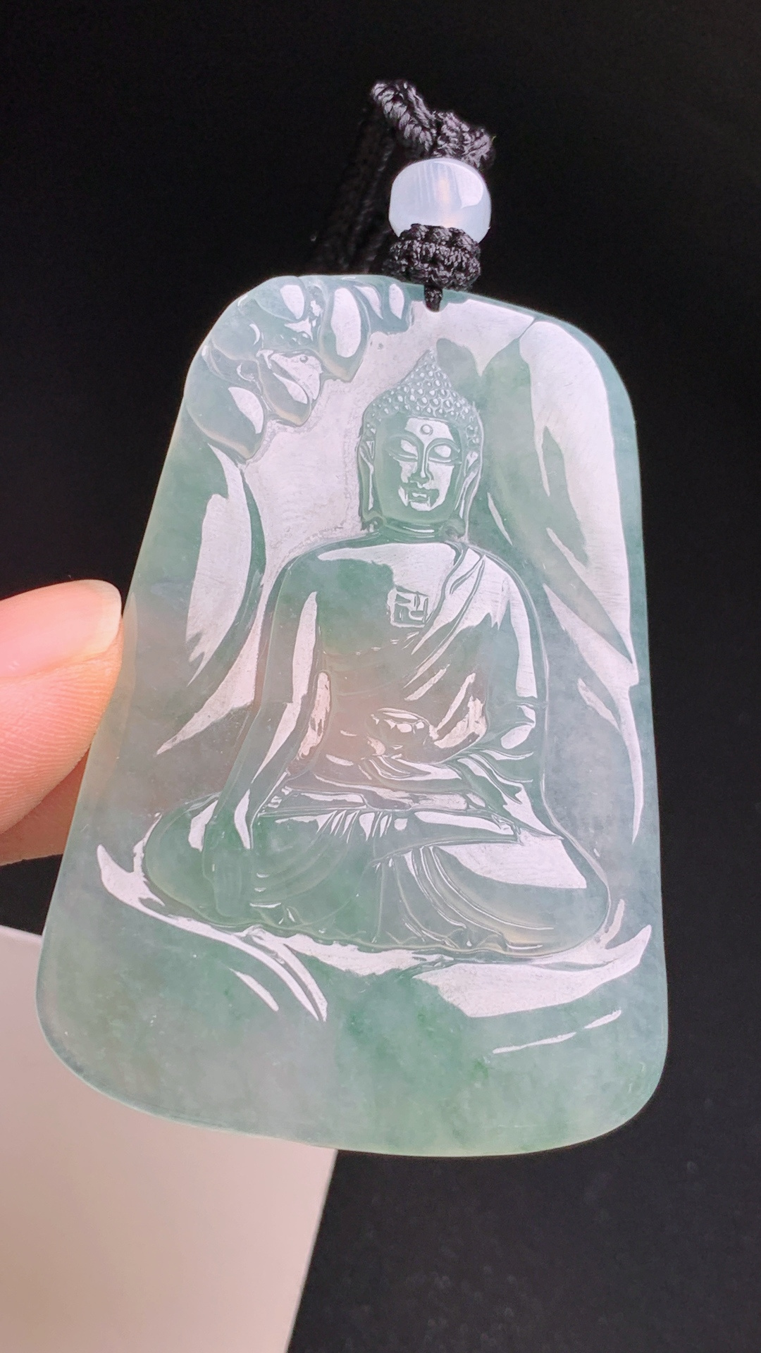 ️ 冰种飘绿观音，种老通透飘翠雅致，精工佛祖挂牌平安纳福 430604