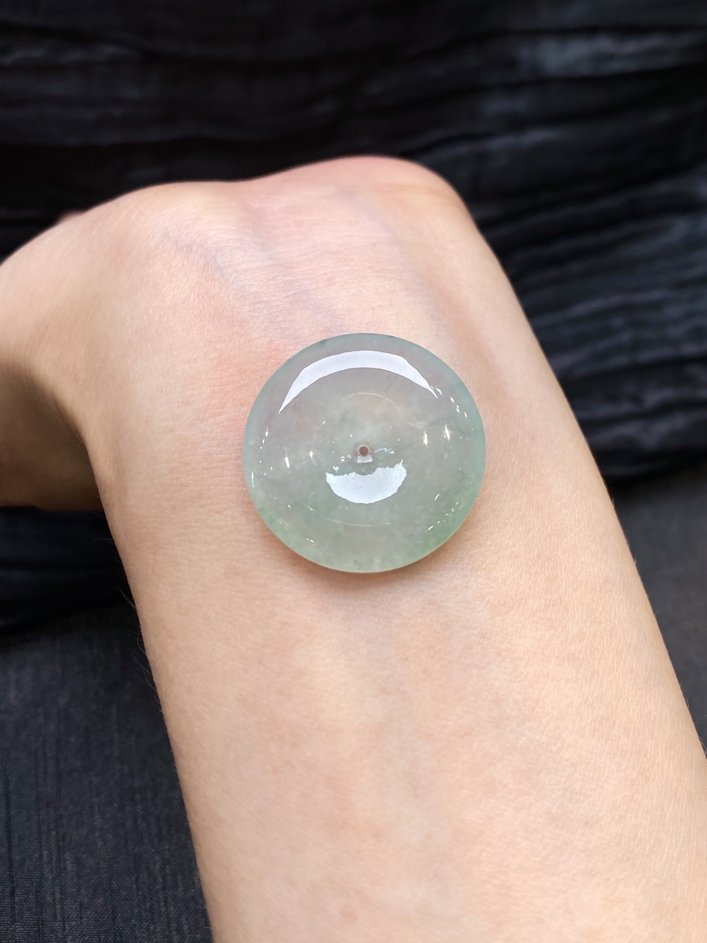 冰飘绿花平安扣吊坠 整·25.2-4.9mm