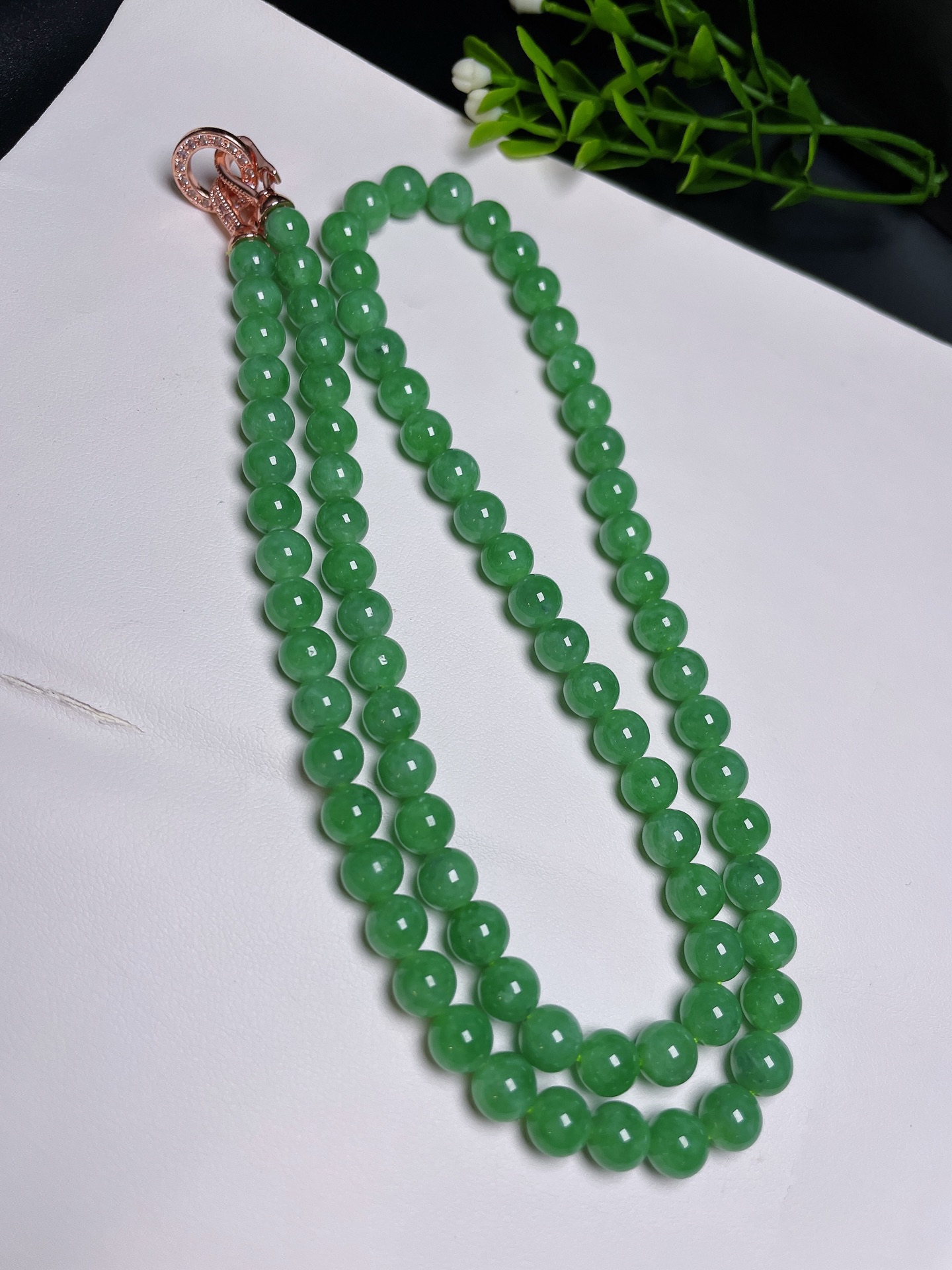 天然翡翠A货【项链】老坑冰种，满绿，品相好，捡漏速度，一手货源，6.8