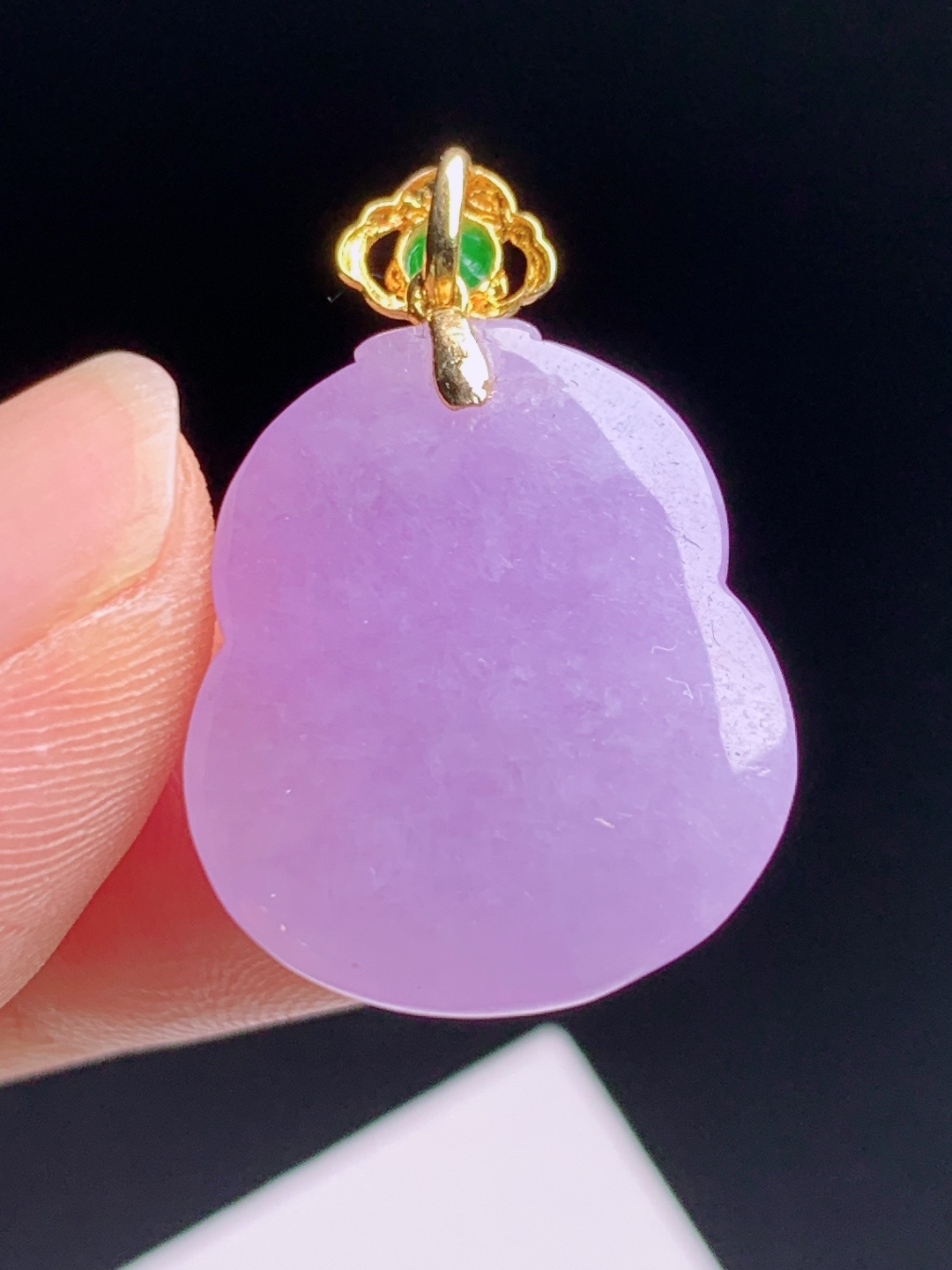 ️ 浓紫葫芦吊坠 满圈浓郁茄紫冰润饱满，肉质细腻胶感十足，绿宝金镶百搭吊坠 裸石21.1-17.5-7.6 整体27.5 520603