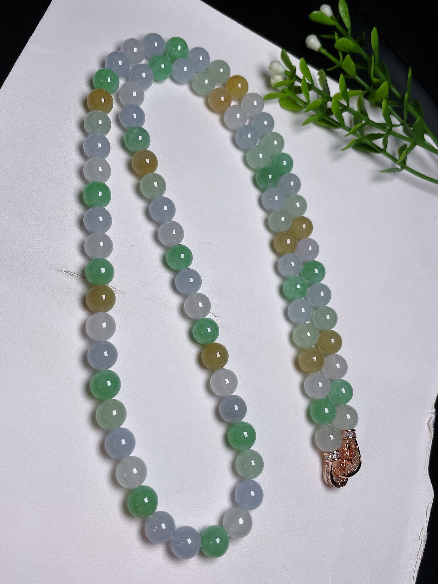 天然翡翠A货【项链】老坑冰种，三彩，品相好，捡漏速度，一手货源，7.9
