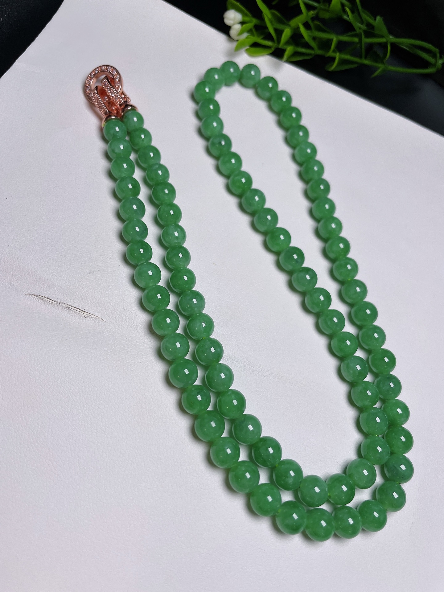 天然翡翠A货【项链】老坑冰种，满绿，品相好，捡漏速度，一手货源，6.8