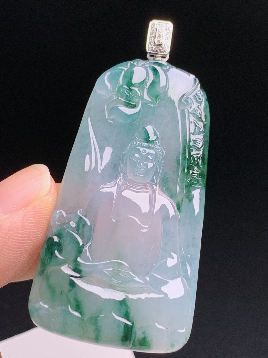 ️ 飘花观音吊坠，飘花随性意境优美，方牌钻镶典藏耐看款 430604