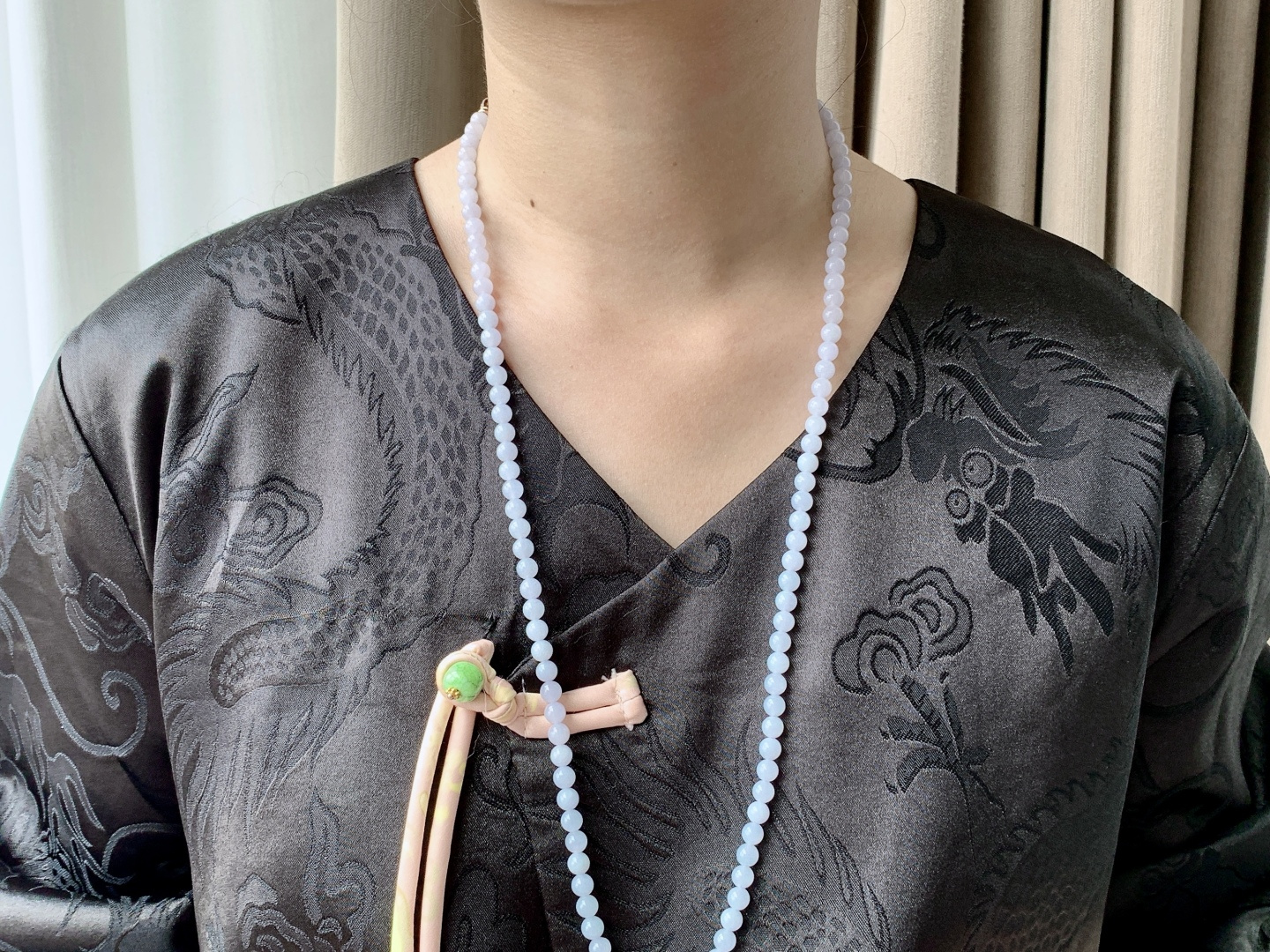 珠子珠链圆珠珠子珠串 缅料 性比高 莫奈花园 蓝紫色 尺寸5.8mm 35cm 重量43.3克