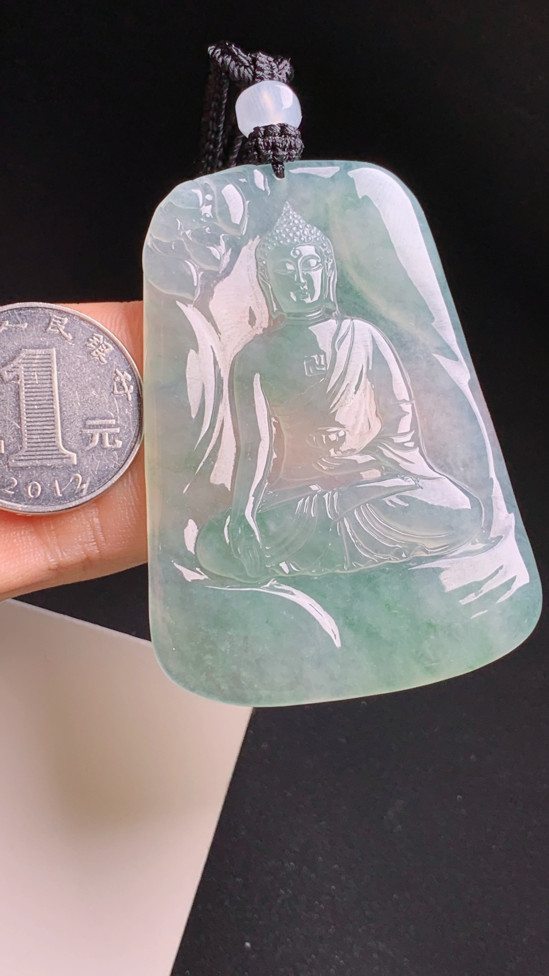 ️ 冰种飘绿观音，种老通透飘翠雅致，精工佛祖挂牌平安纳福 430604
