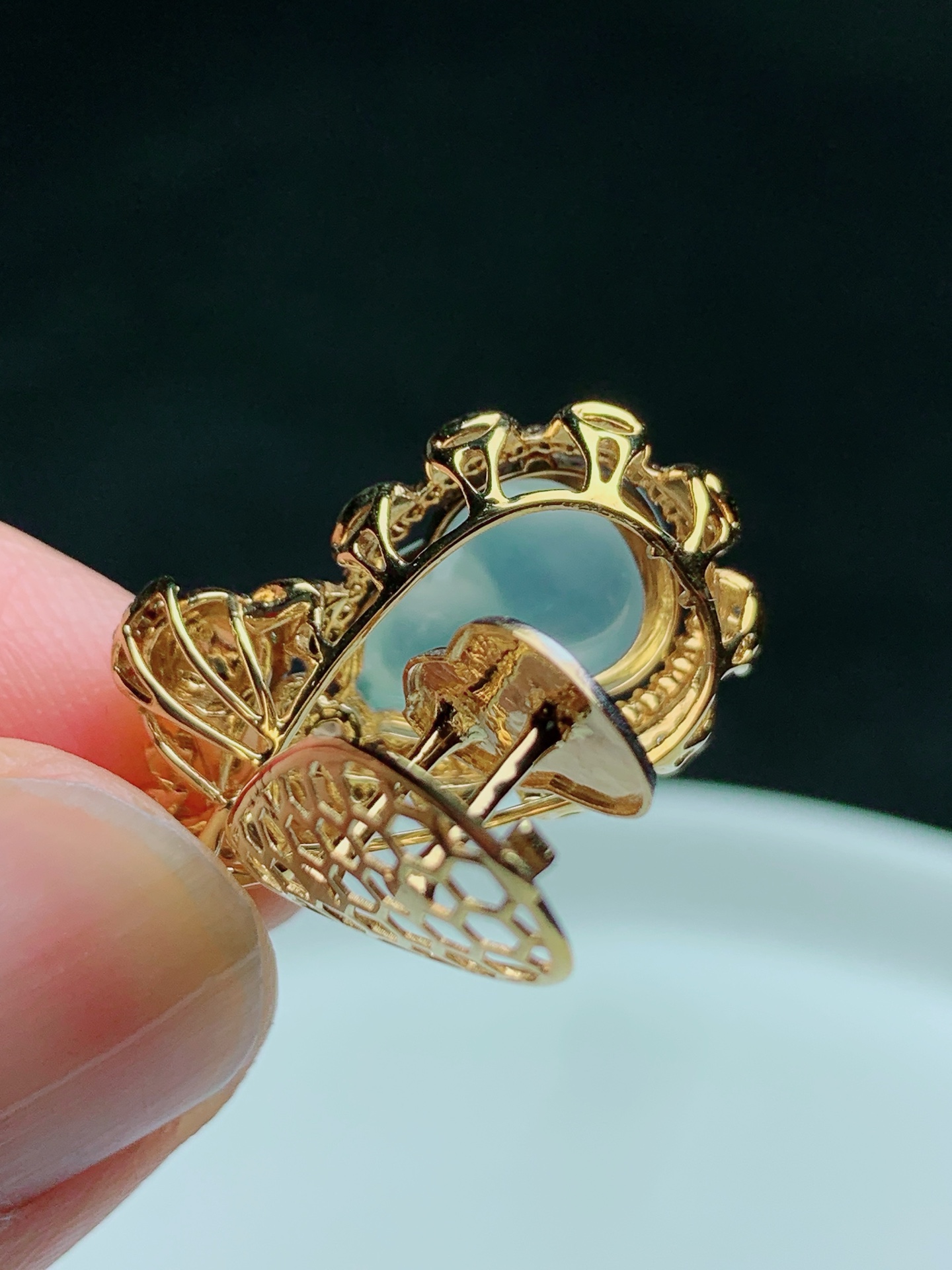 ️ 葫芦，种水，饱满纯净，18k金伴真钻尺寸27.6-15.2-12.8mm