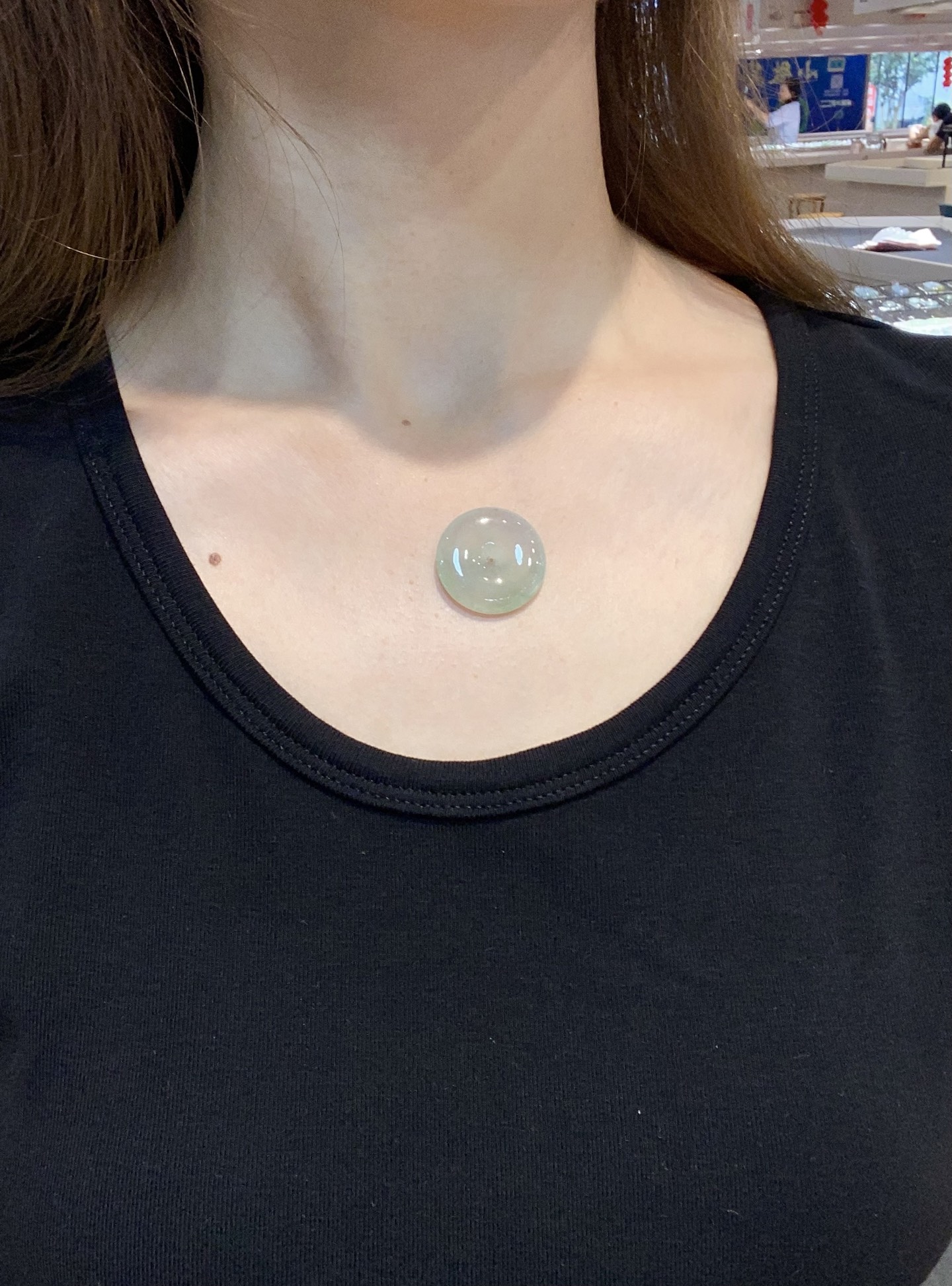 冰飘绿花平安扣吊坠 整·25.2-4.9mm