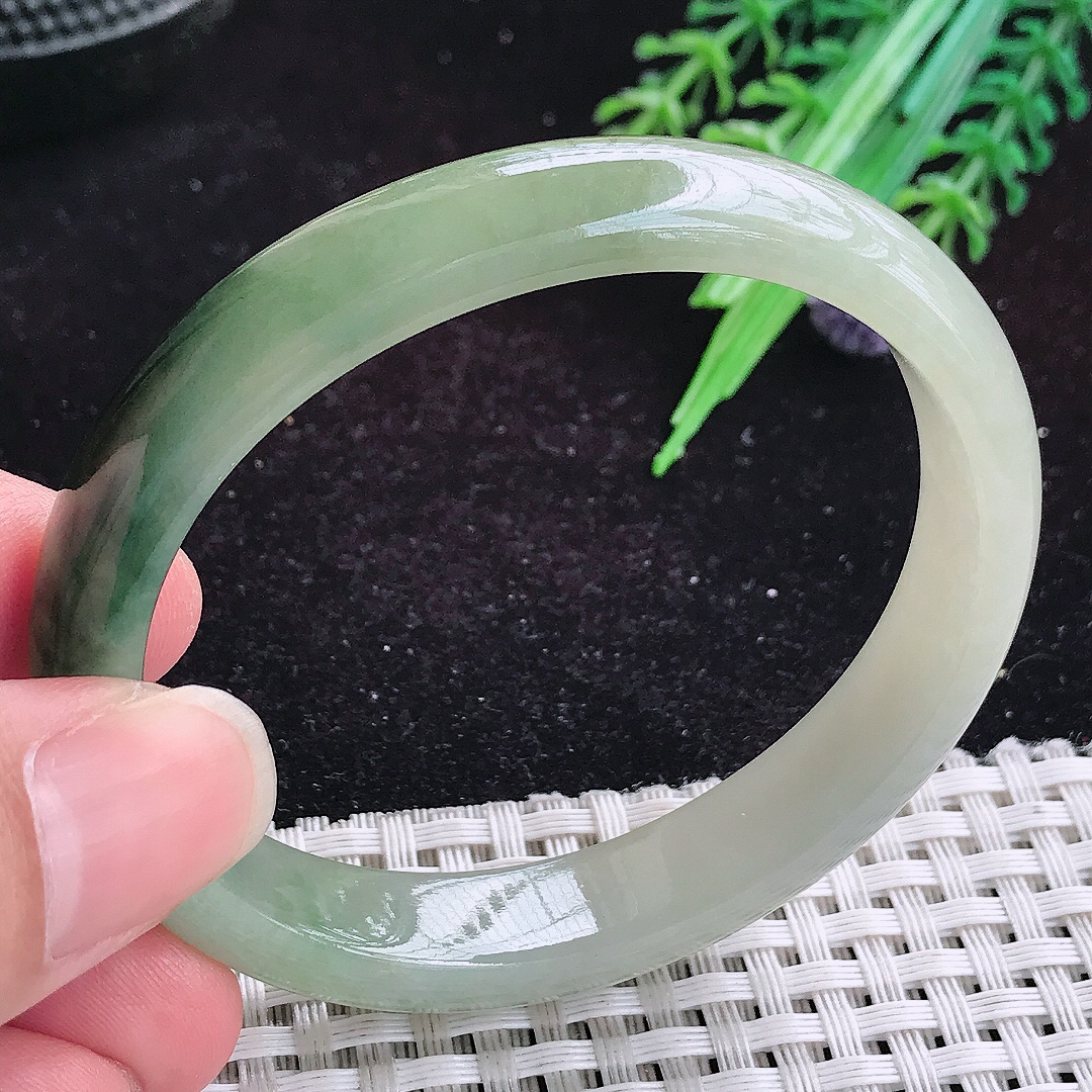 实拍A货翡翠55/49/11.2/6.8老坑冰润起胶飘花贵妃手镯玉手镯女款平安镯