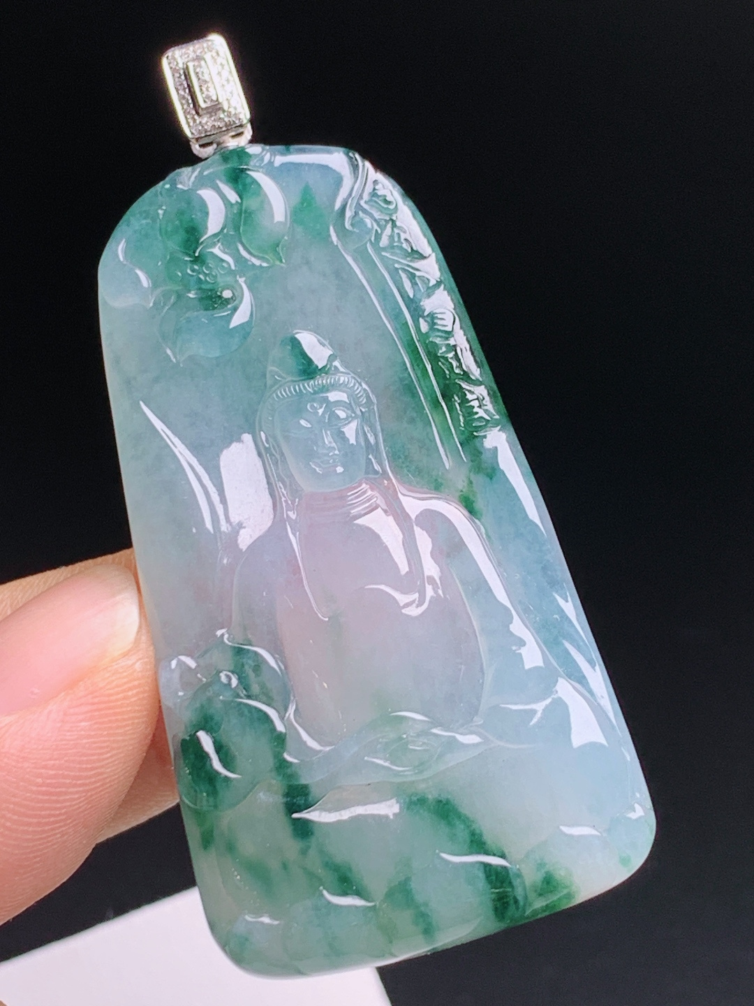 ️ 飘花观音吊坠，飘花随性意境优美，方牌钻镶典藏耐看款 430604