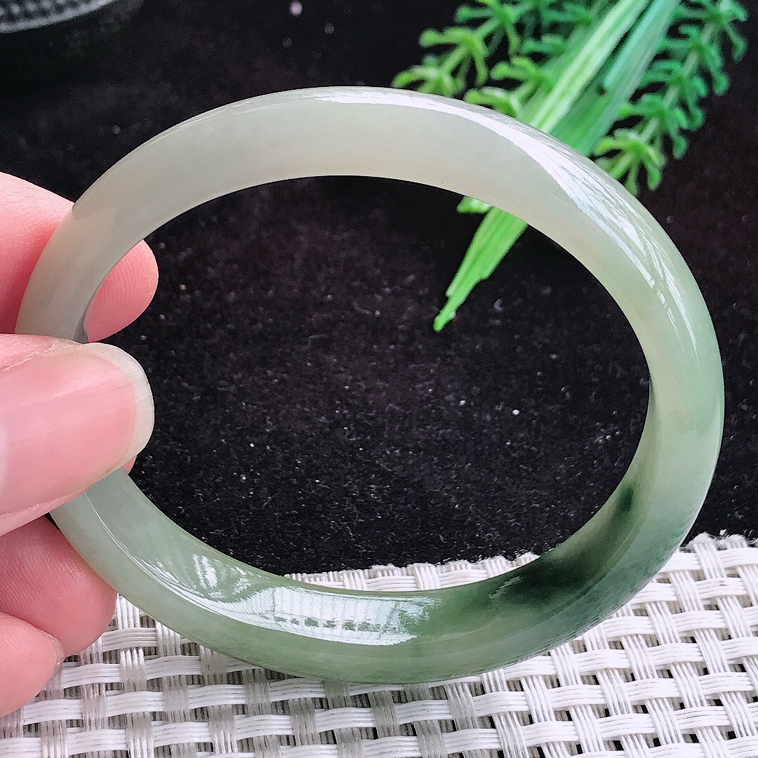 实拍A货翡翠55/49/11.2/6.8老坑冰润起胶飘花贵妃手镯玉手镯女款平安镯