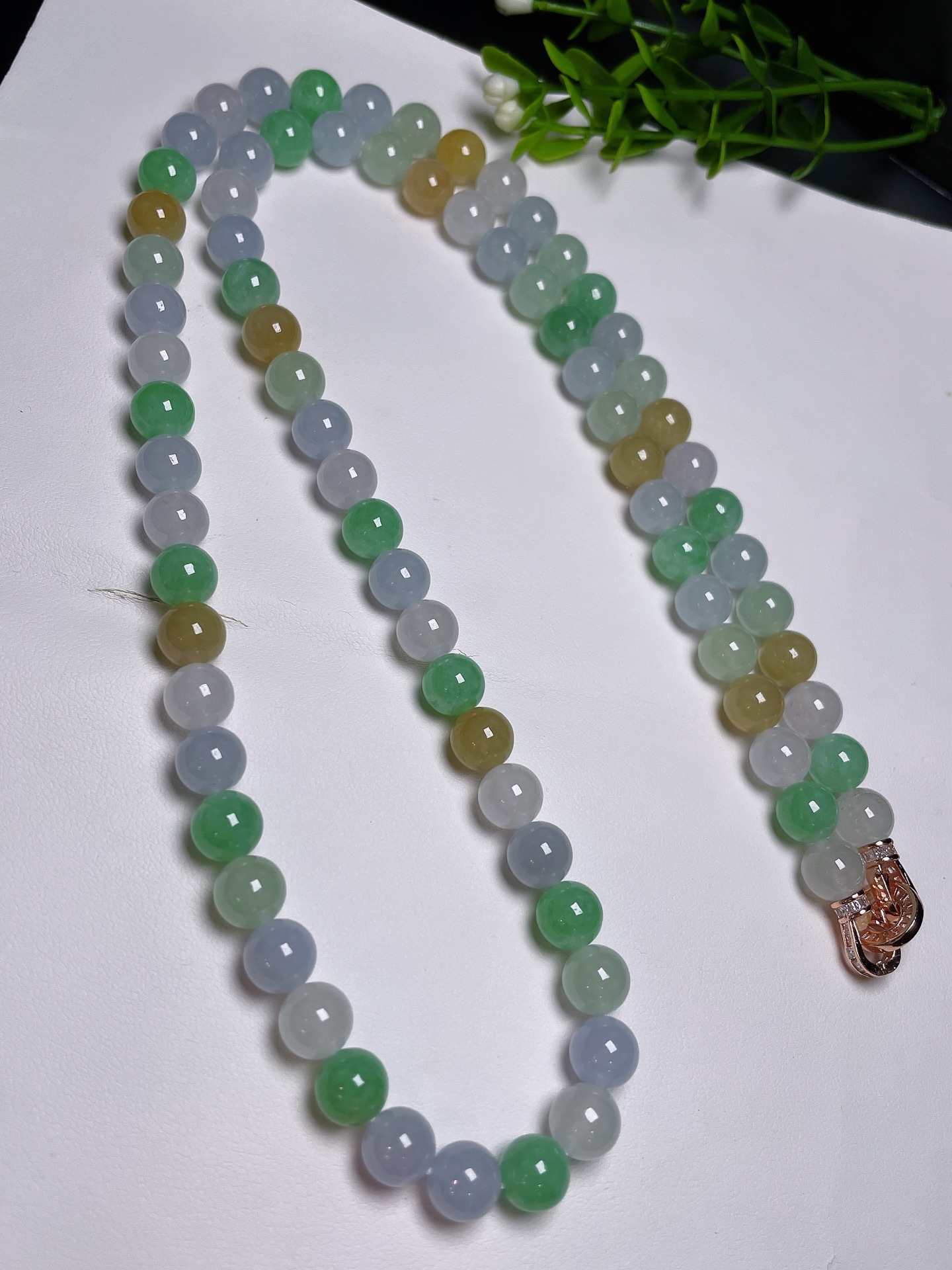 天然翡翠A货【项链】老坑冰种，三彩，品相好，捡漏速度，一手货源，7.9