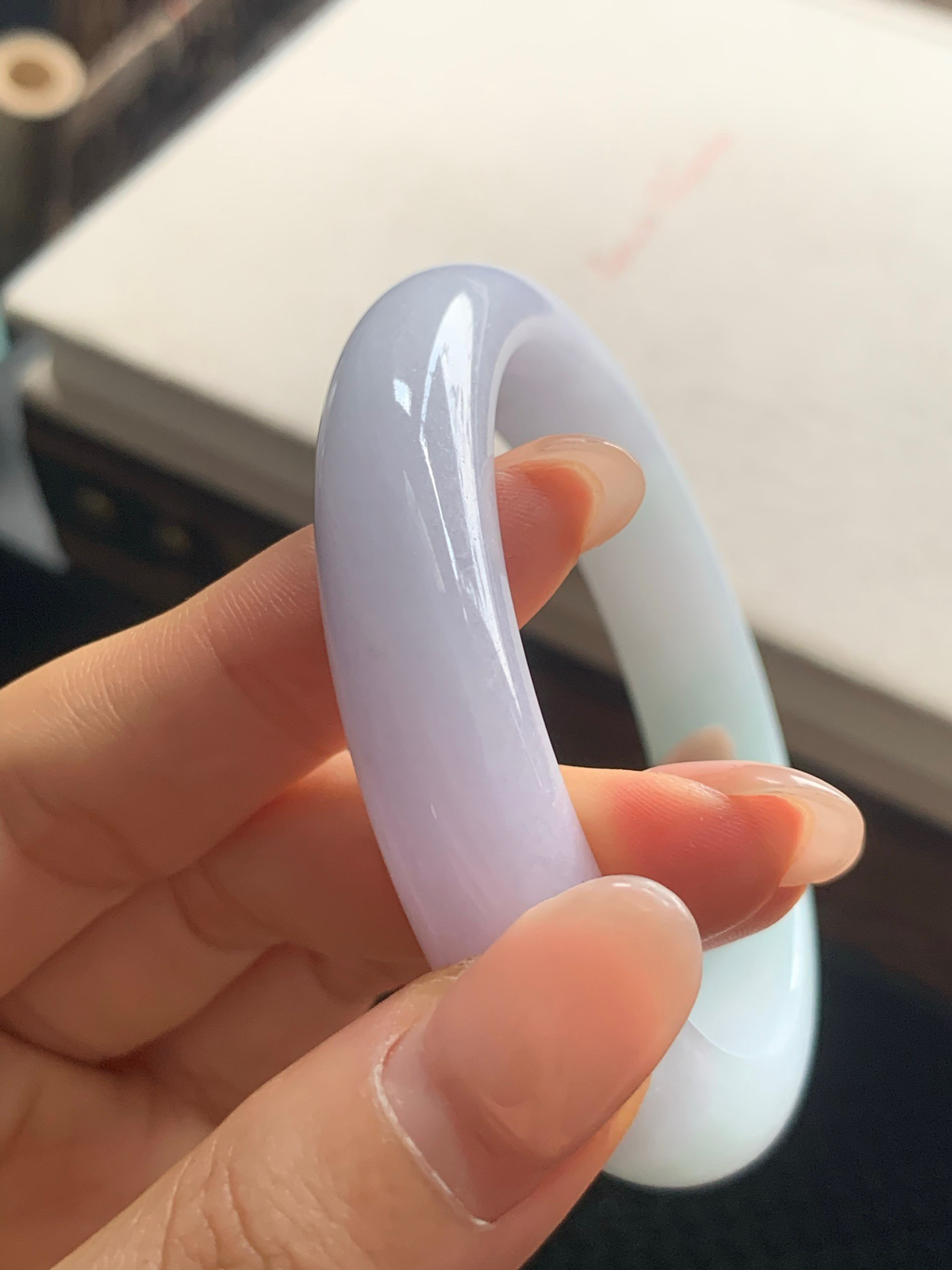 56.9圈口春彩正圈手镯，棉线可忽略