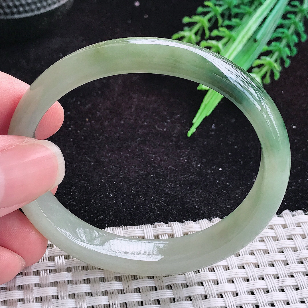 实拍A货翡翠55/49/11.2/6.8老坑冰润起胶飘花贵妃手镯玉手镯女款平安镯