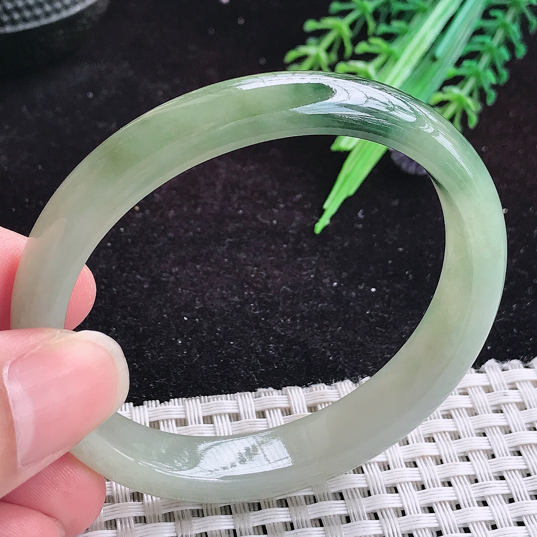 实拍A货翡翠55/49/11.2/6.8老坑冰润起胶飘花贵妃手镯玉手镯女款平安镯
