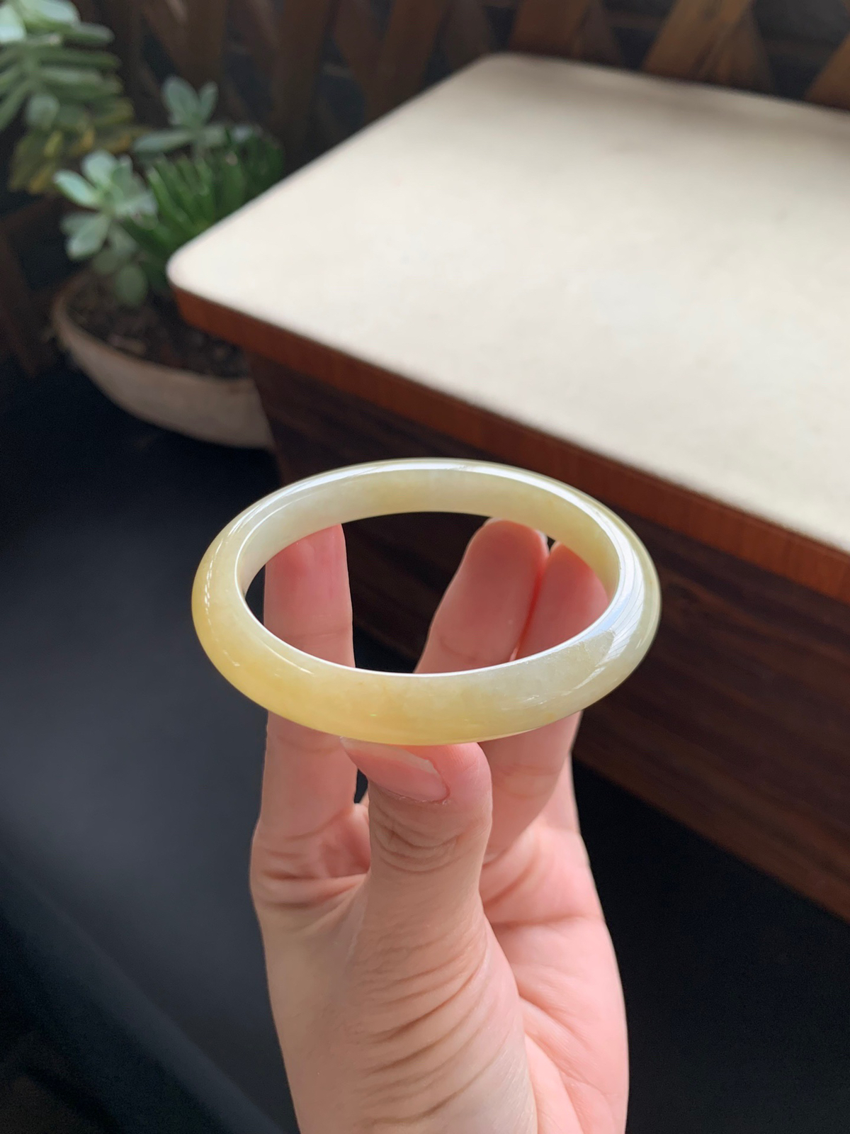 55.1圈口黄翡贵妃手镯，小棉丝可忽略