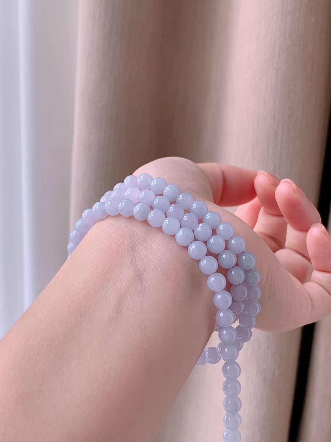 珠子珠链圆珠珠子珠串 缅料 性比高 莫奈花园 蓝紫色 尺寸5.8mm 35cm 重量43.3克