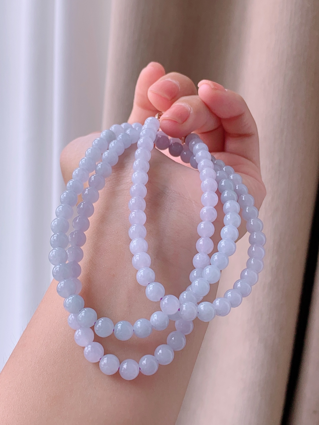 珠子珠链圆珠珠子珠串 缅料 性比高 莫奈花园 蓝紫色 尺寸5.8mm 35cm 重量43.3克