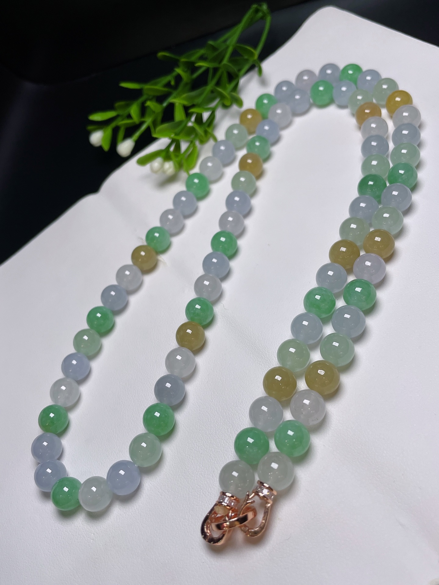 天然翡翠A货【项链】老坑冰种，三彩，品相好，捡漏速度，一手货源，7.9