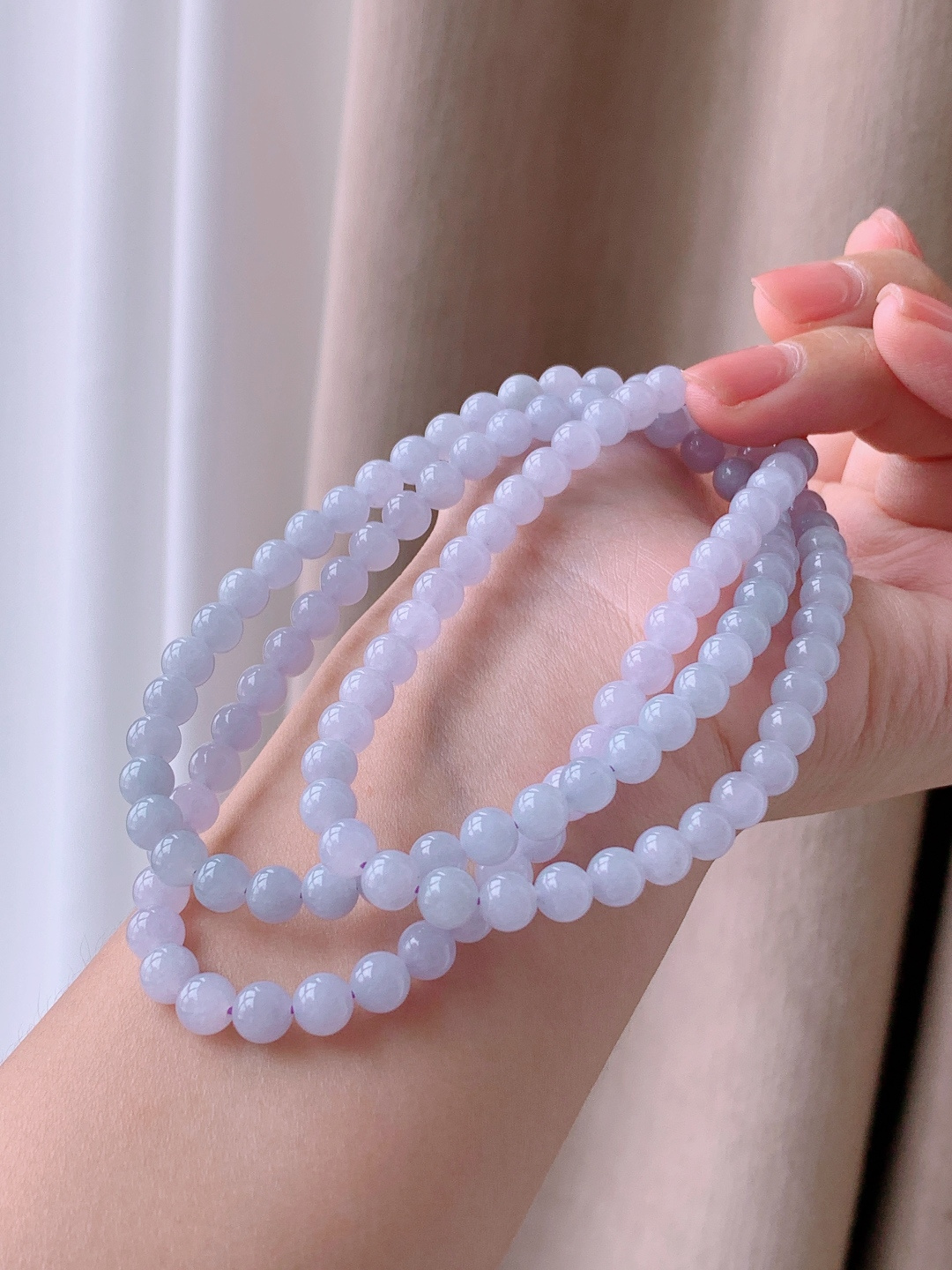 珠子珠链圆珠珠子珠串 缅料 性比高 莫奈花园 蓝紫色 尺寸5.8mm 35cm 重量43.3克