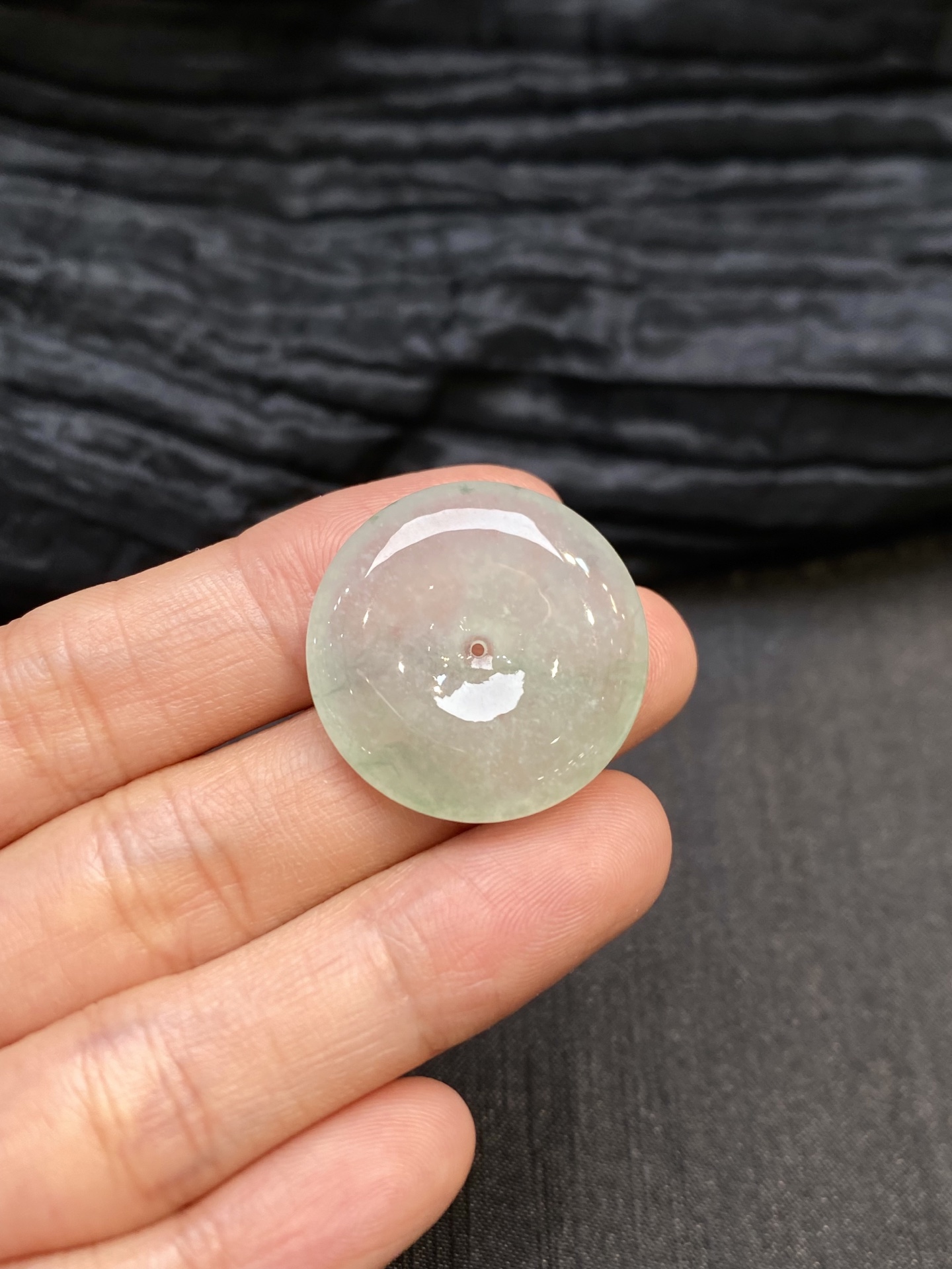 冰飘绿花平安扣吊坠 整·25.2-4.9mm