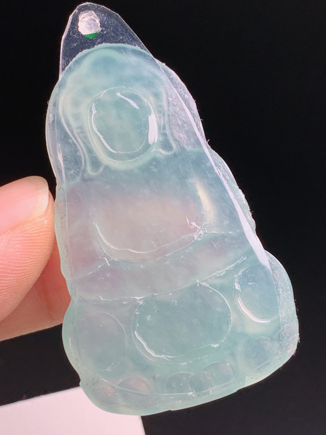 冰种晴水观音，胶感十足料子匀净，正阳绿钻顶端庄大气 190604