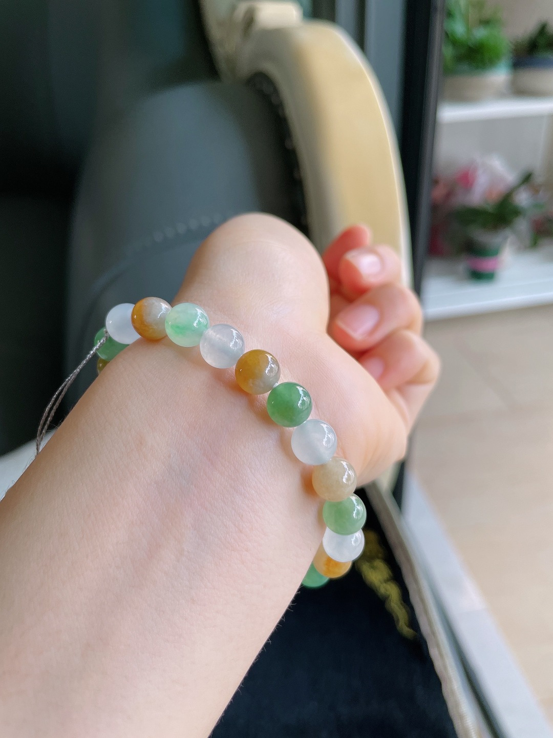 天然翡翠A货，冰多宝手串，尺寸：8mm。【编3884】