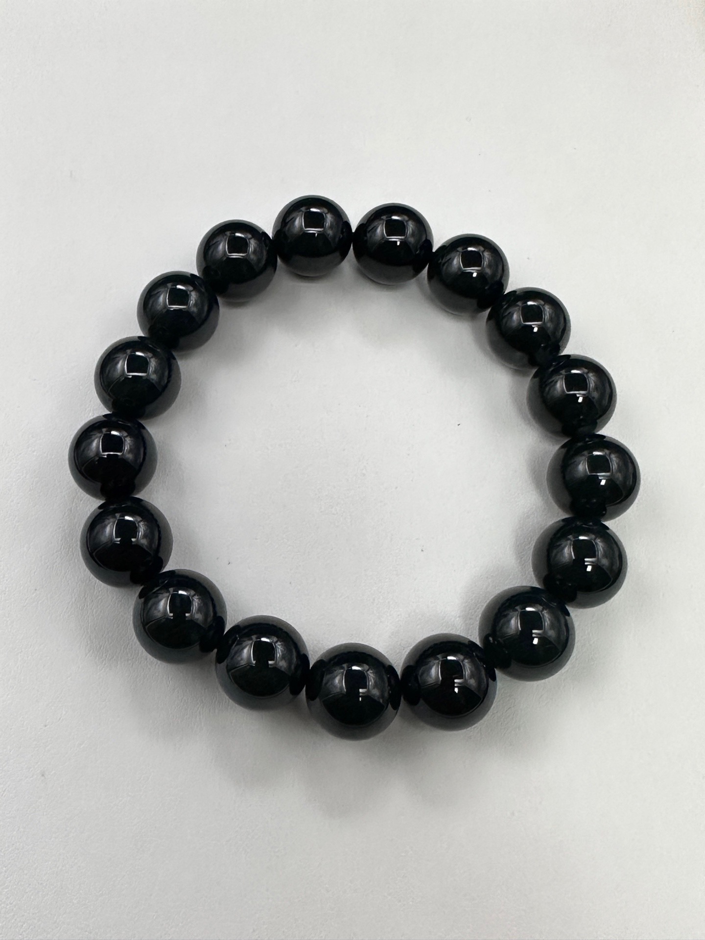️【墨翠手串12mm+】老坑高冰   黑度好  灯照全透  呈帝王绿  种老起光   底极细腻  圆润饱满
