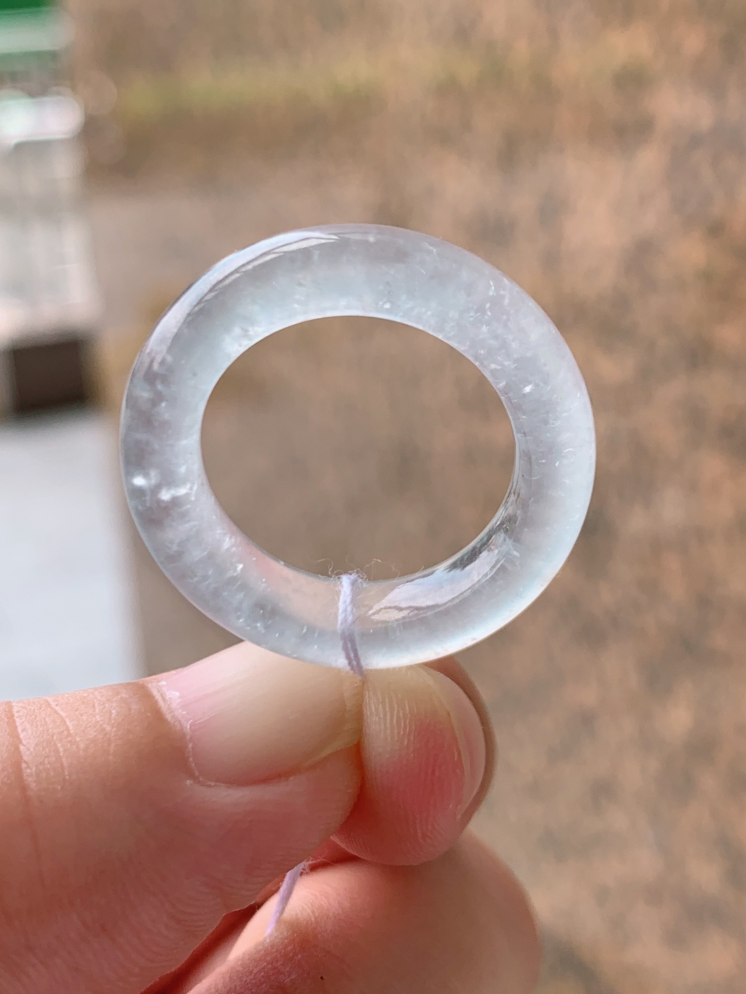 ️ 冰种指环戒圈，冰透起荧光满布棉絮，纯净通透简约素圈，可戴可挂多用款
