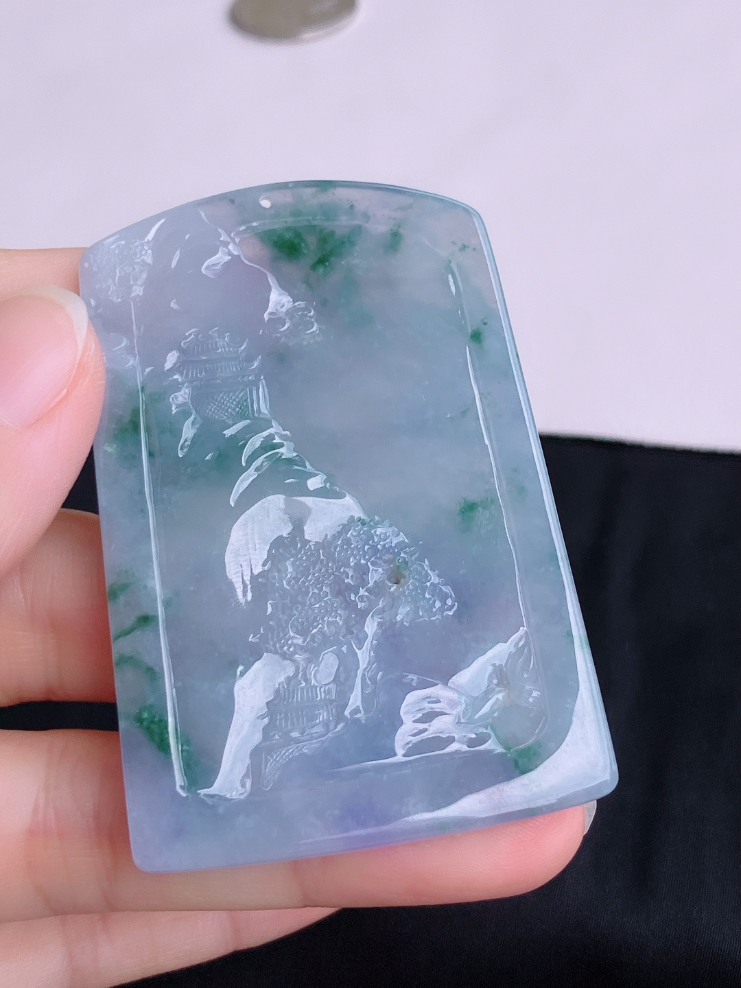 冰紫山水牌，意境美，尺寸65/45/6.3/自然光实拍