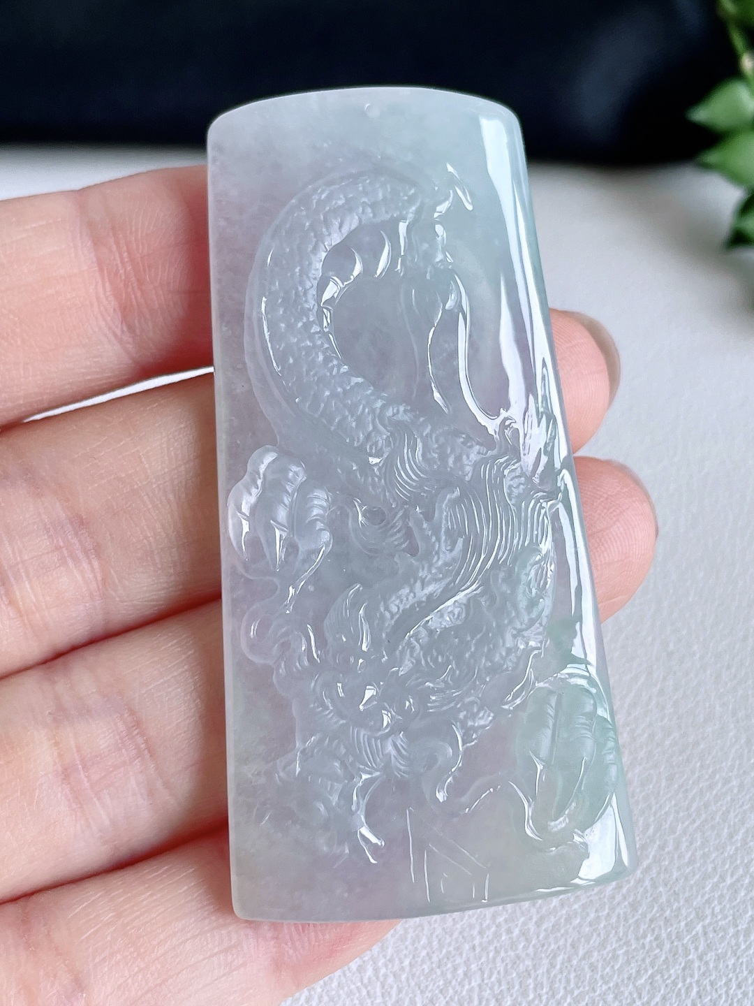 糯冰龙牌大龙牌吊坠 缅料 无裂 性比高 尺寸61.3-29.4-5.7 重量24克