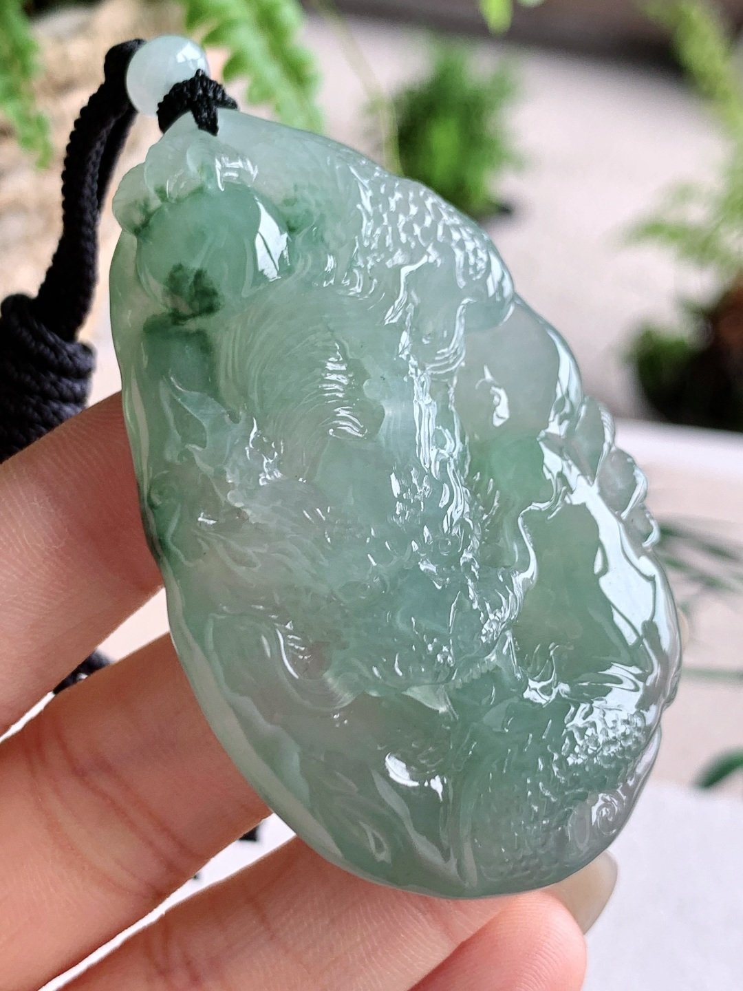 冰飘花龙牌晴水大龙牌吊坠 缅料 性比高 超厚 尺寸65-40.4-13 重量57.4克 不议