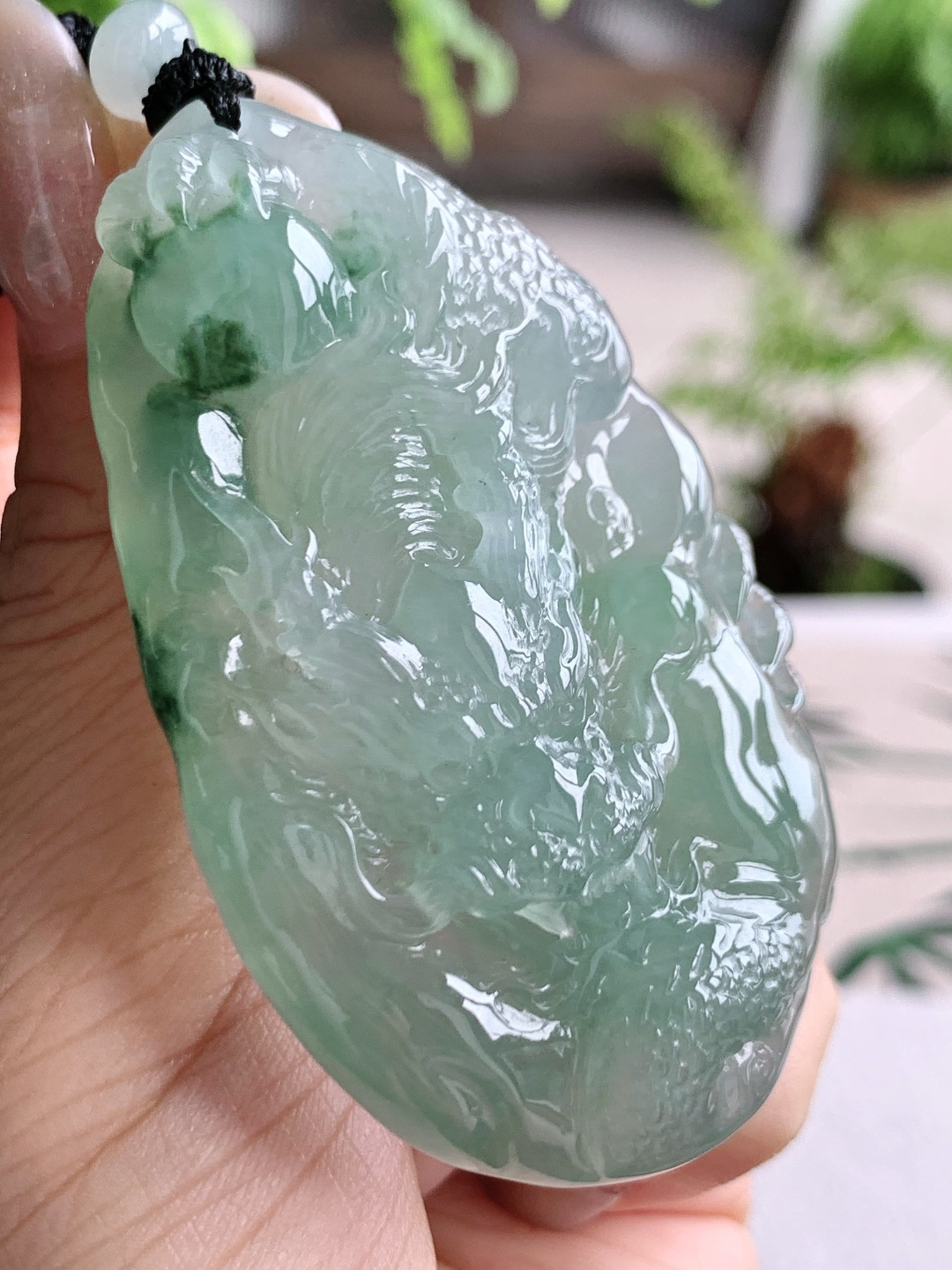 冰飘花龙牌晴水大龙牌吊坠 缅料 性比高 超厚 尺寸65-40.4-13 重量57.4克 不议