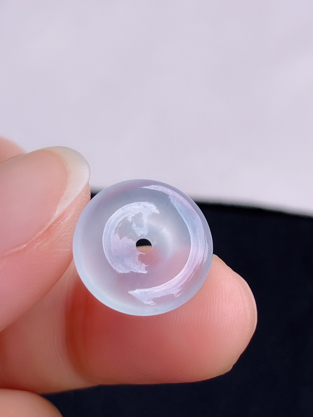 白冰小平安扣，晶莹剔透，尺寸15/3/自然光实拍