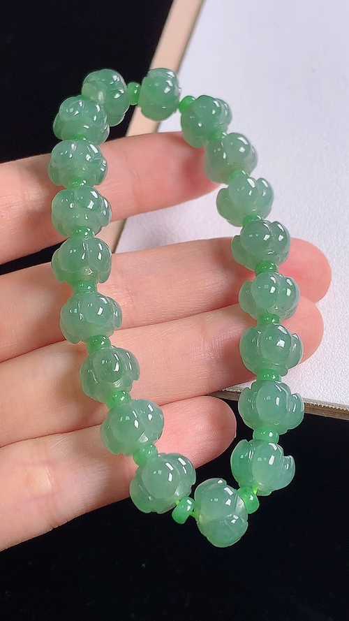 冰晴莲花手链，尺寸:10.2-7.3mm