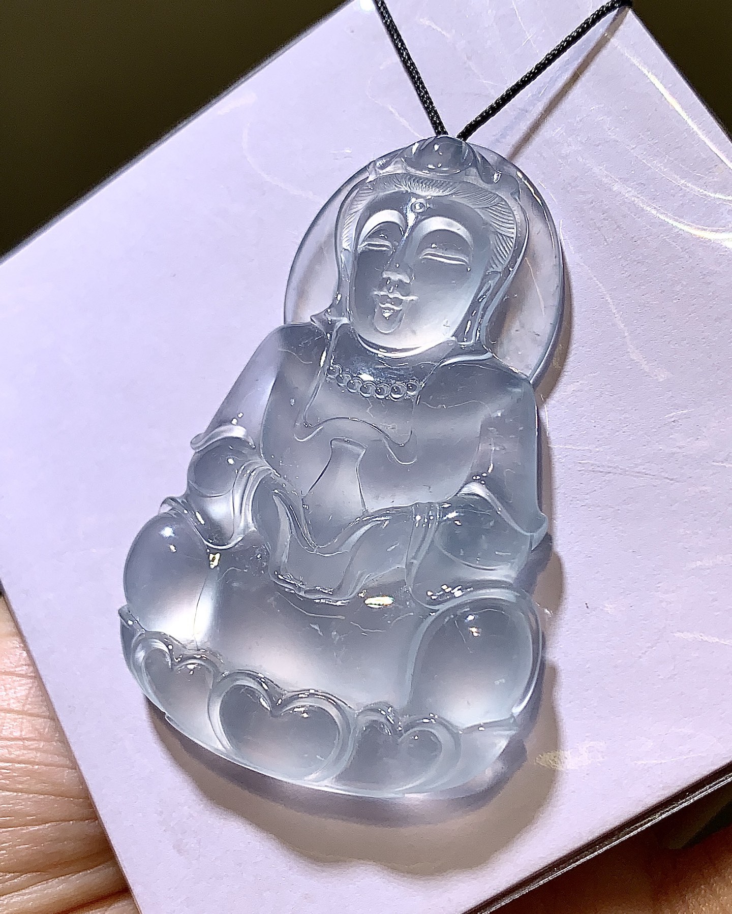 ️ 玻璃种观音，翠韵凝慈悲，法相端庄温润，自带清雅禅意 尺寸58.5×38.3×8.4