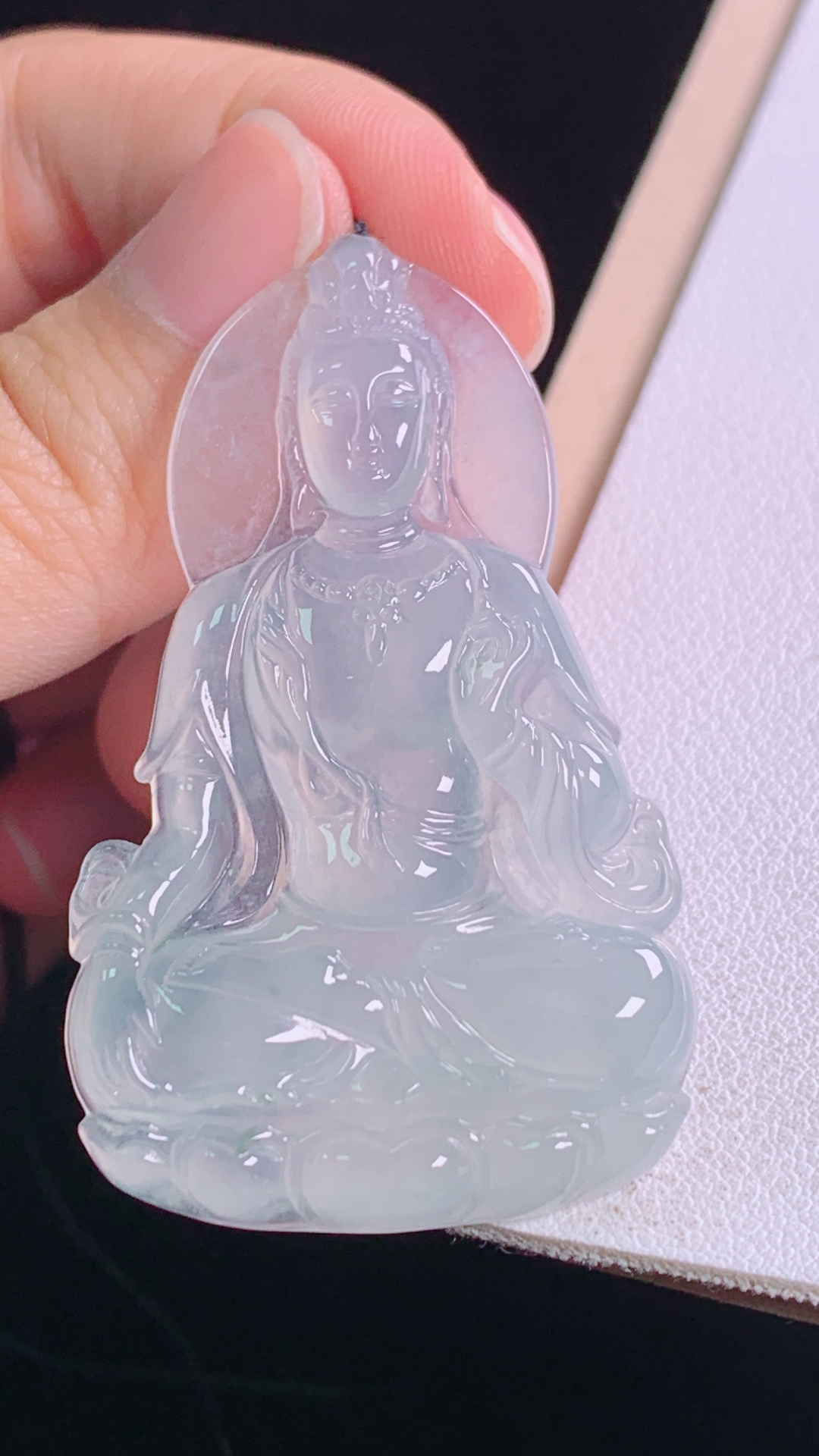 ️观音 种水，冰晶玉洁，无裂 尺寸:49.3-30.1-5.0mm 3