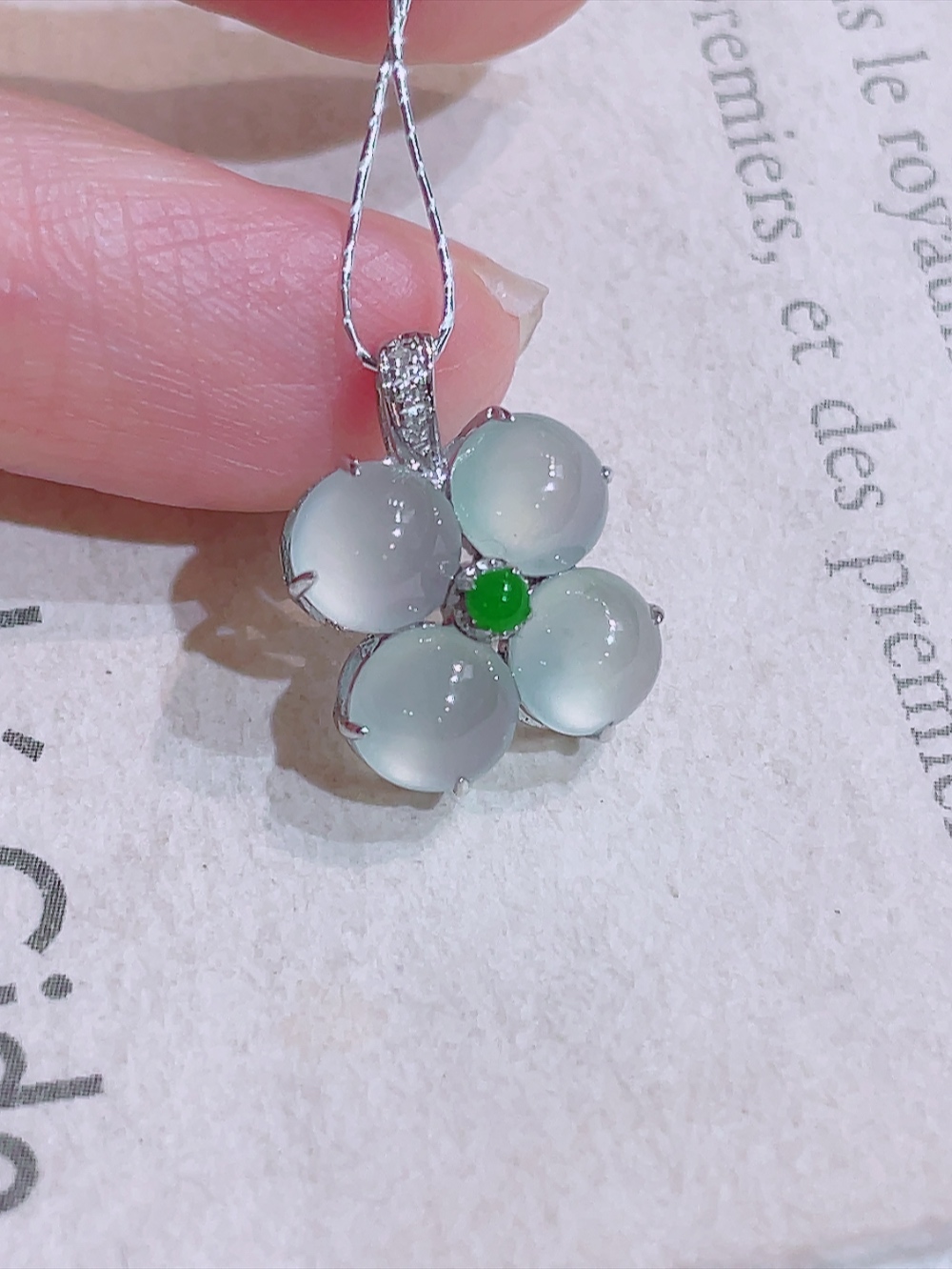 ️ 高冰四叶草吊坠 无裂 18k金镶嵌 种水 厚装饱满 荧光四射 刚性十足 高端大气 性比高 整体14.5-10.6-5.5裸石4.9-4.3