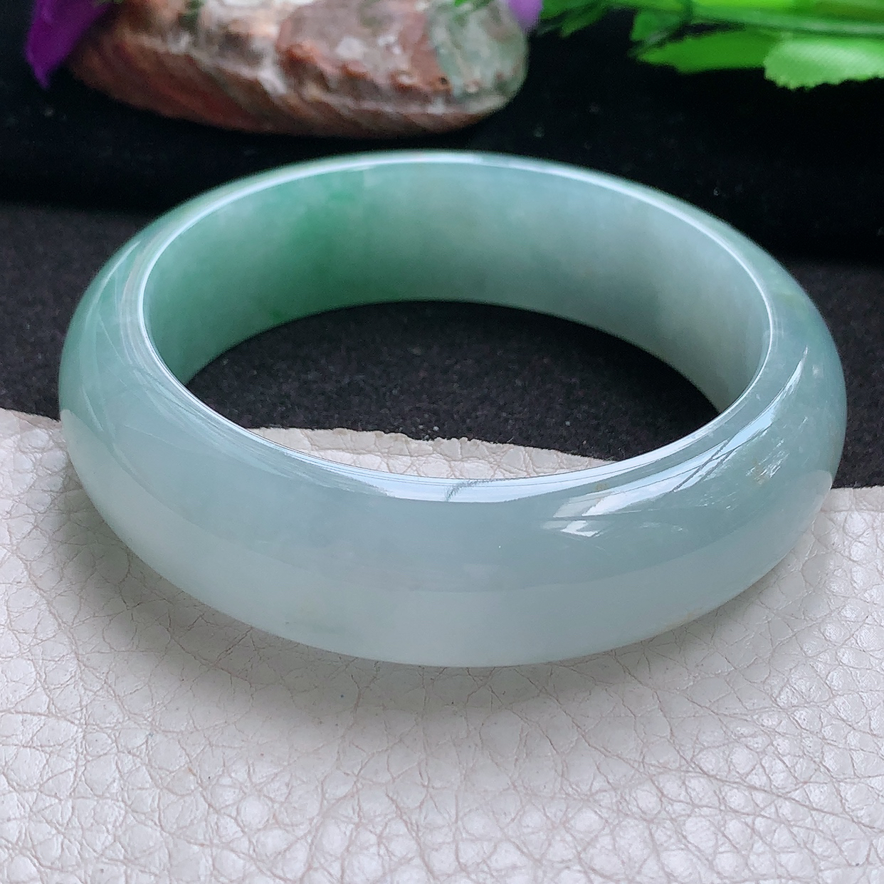 hy实拍56.5*16.8*8.6轮胎镯 缅甸翡翠a货玉手镯冰飘绿花正圈珠宝玉手环