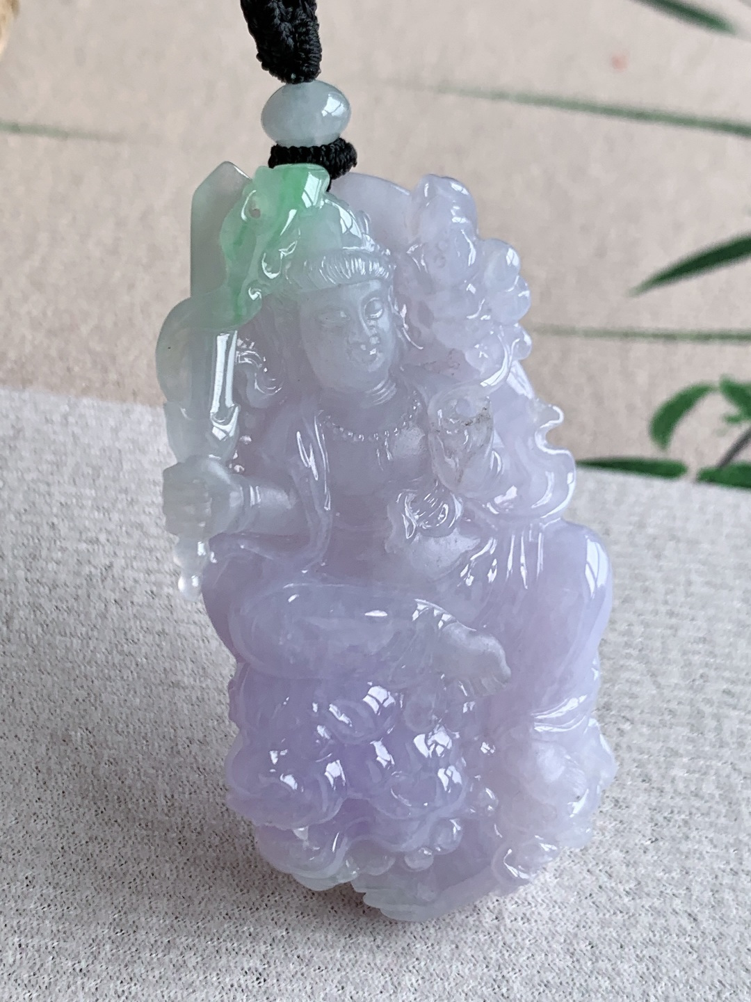 冰春彩文殊菩萨牌吊坠 缅料 性比高 超厚 尺寸64.4-24.4-11.8 重量53.4克